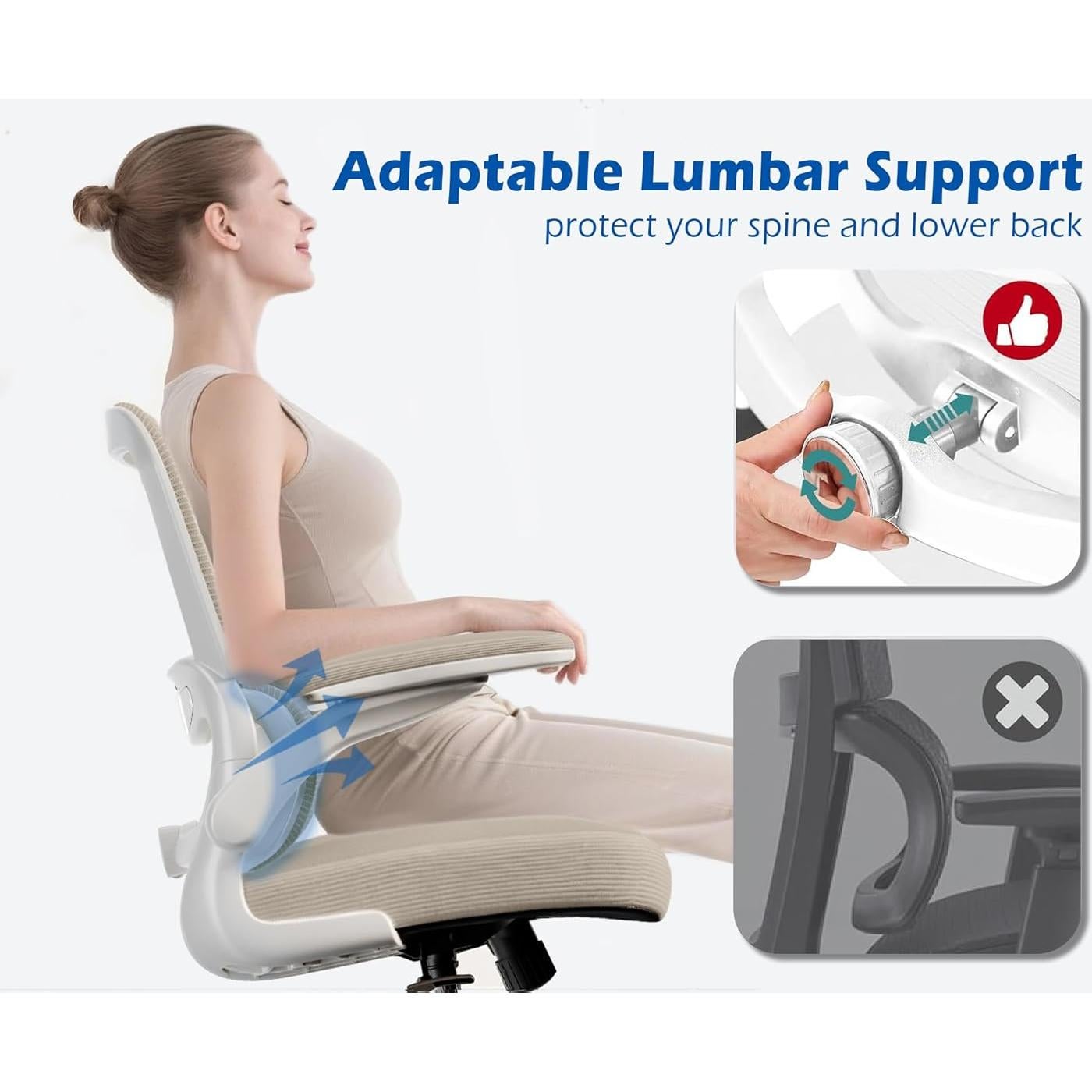 Silla de Oficina Ergonómica TRALT YX001-4 Beige con Soporte Lumbar