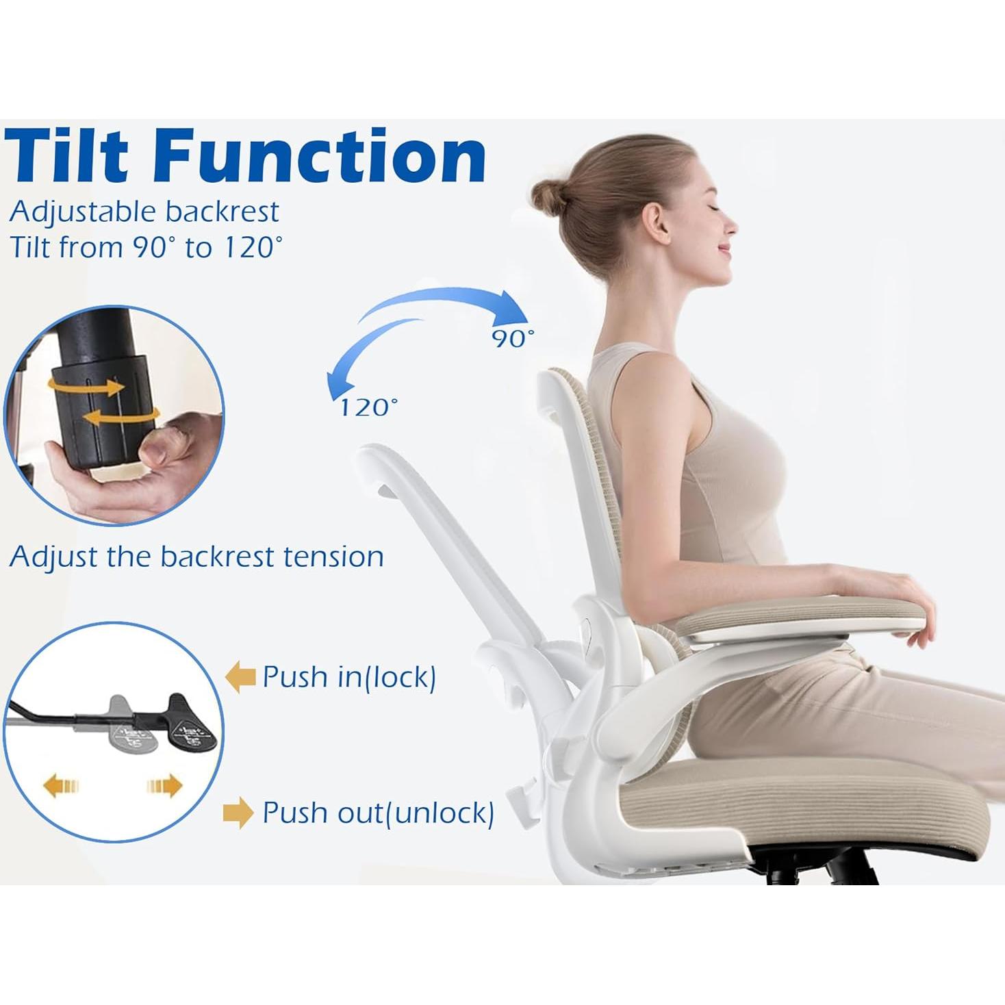 Silla de Oficina Ergonómica TRALT YX001-4 Beige con Soporte Lumbar