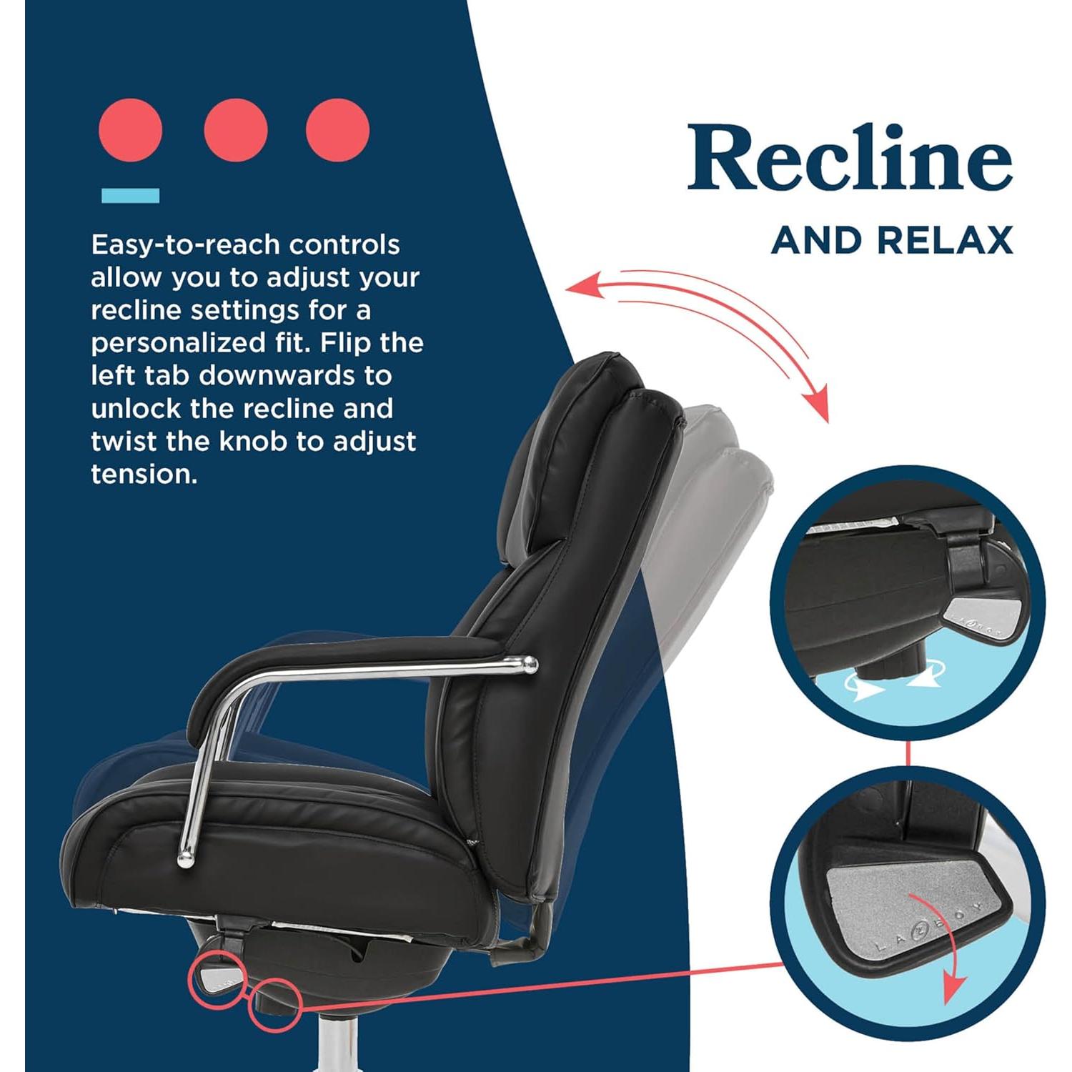 Silla de Oficina Ergonómica La-Z-Boy Sutherland Cuero Negro