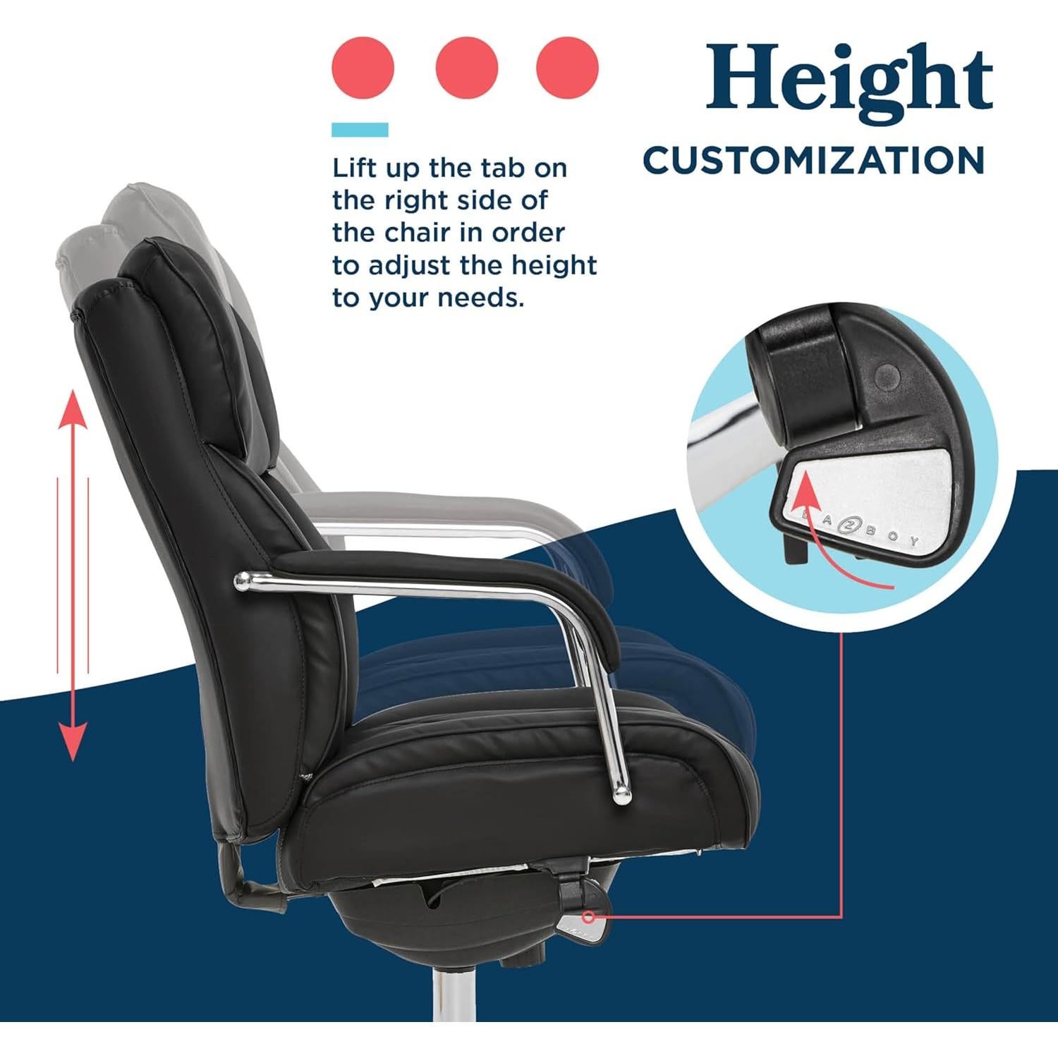 Silla de Oficina Ergonómica La-Z-Boy Sutherland Cuero Negro