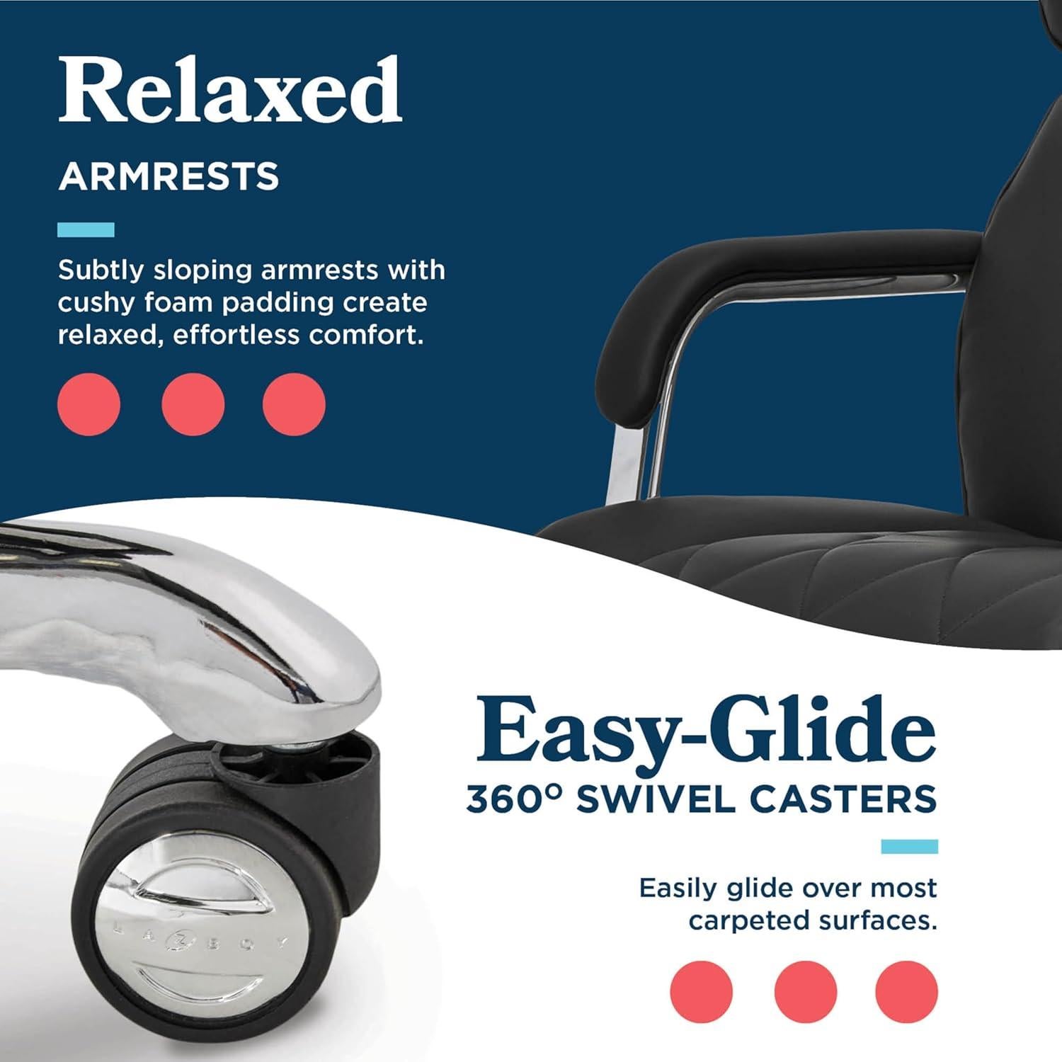 Silla de Oficina Ergonómica La-Z-Boy Sutherland Cuero Negro