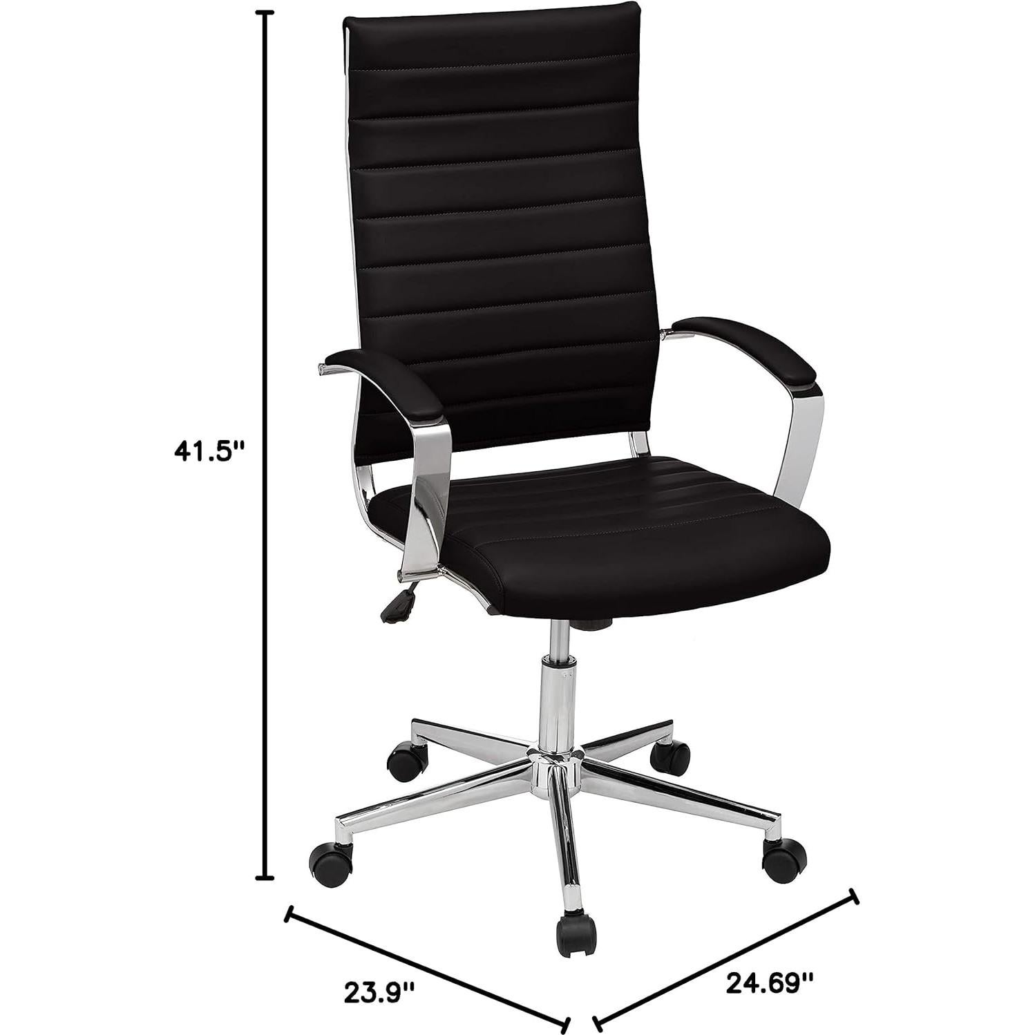 Silla de Escritorio Ejecutiva Amazon Basics, Respaldo Alto, Negro