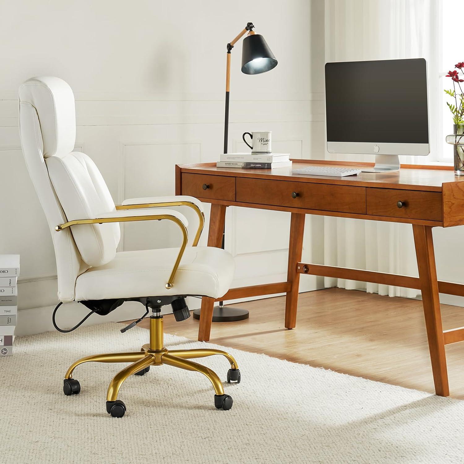 Silla de Oficina Ejecutiva HULALA HOME Ergonomica Blanca