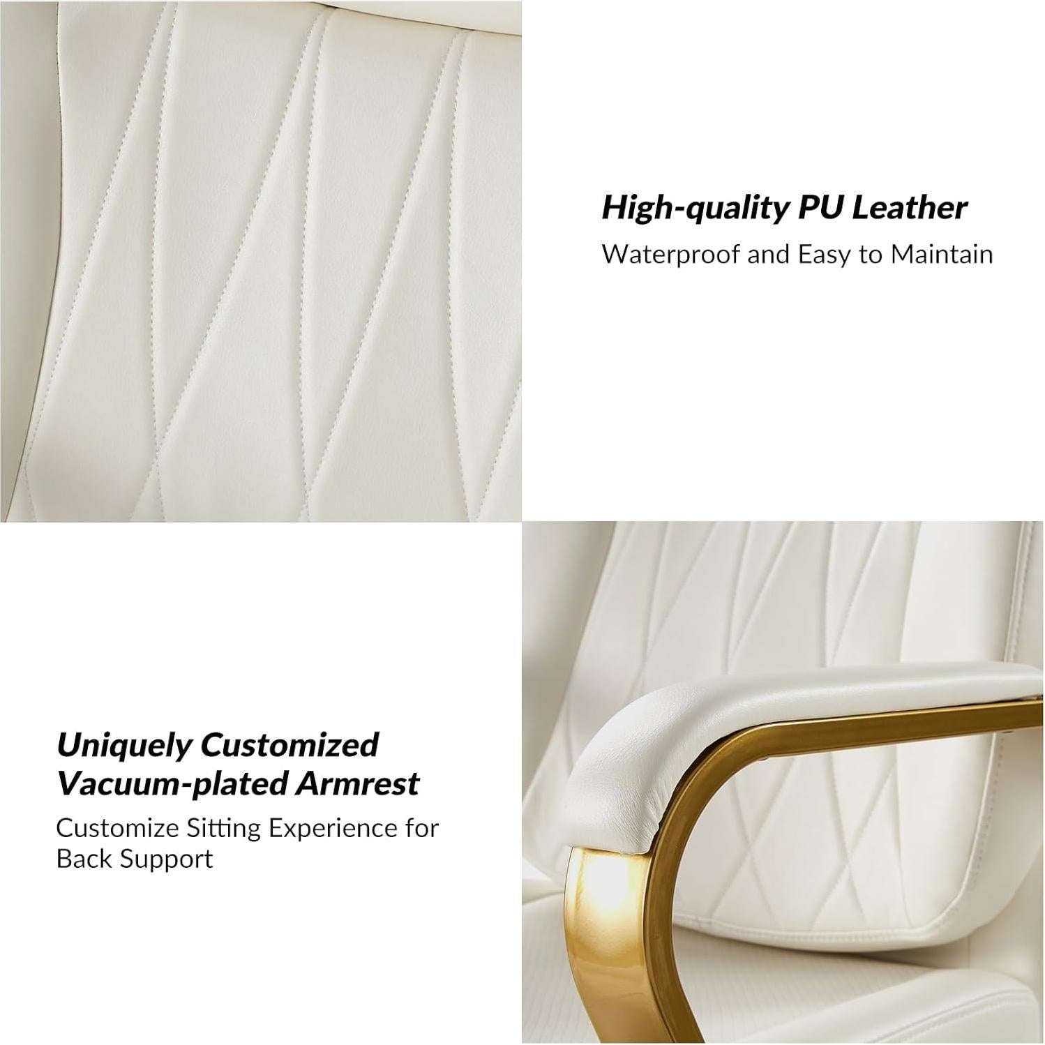 Silla de Oficina Ejecutiva HULALA HOME Ergonomica Blanca