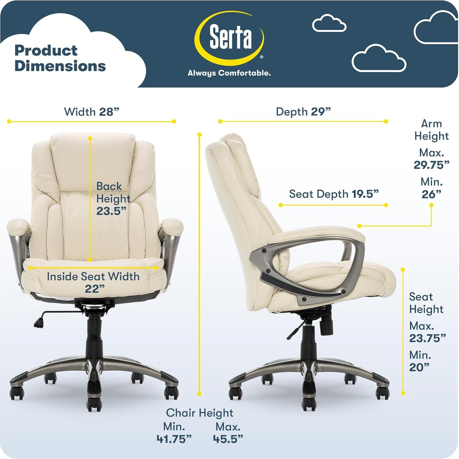 Silla Ejecutiva Serta Garret Ergonómica con Soporte Lumbar