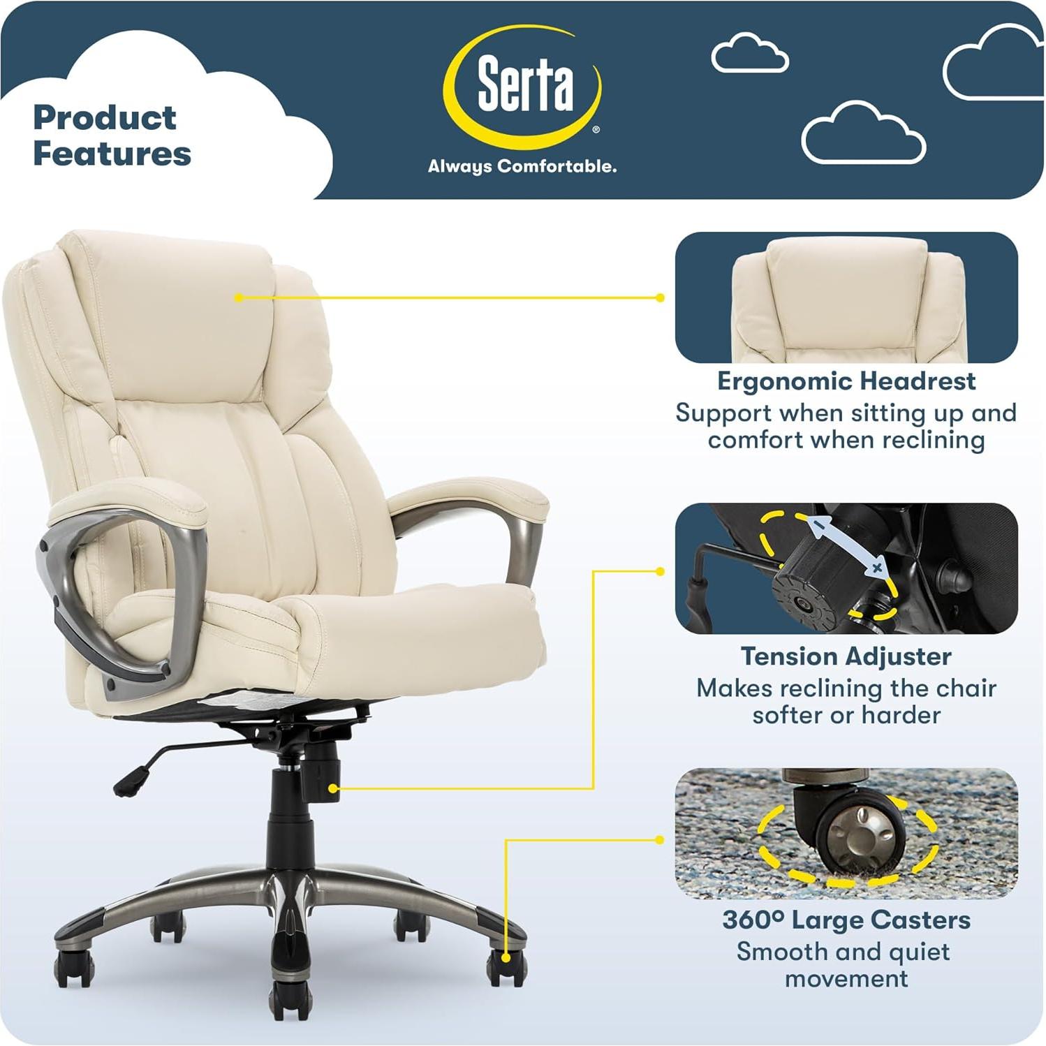 Silla Ejecutiva Serta Garret Ergonómica con Soporte Lumbar