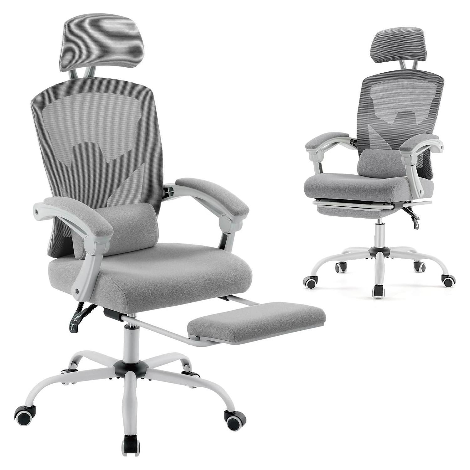 Silla de Oficina DUMOS con Reposapiés Ergonométrica Gris