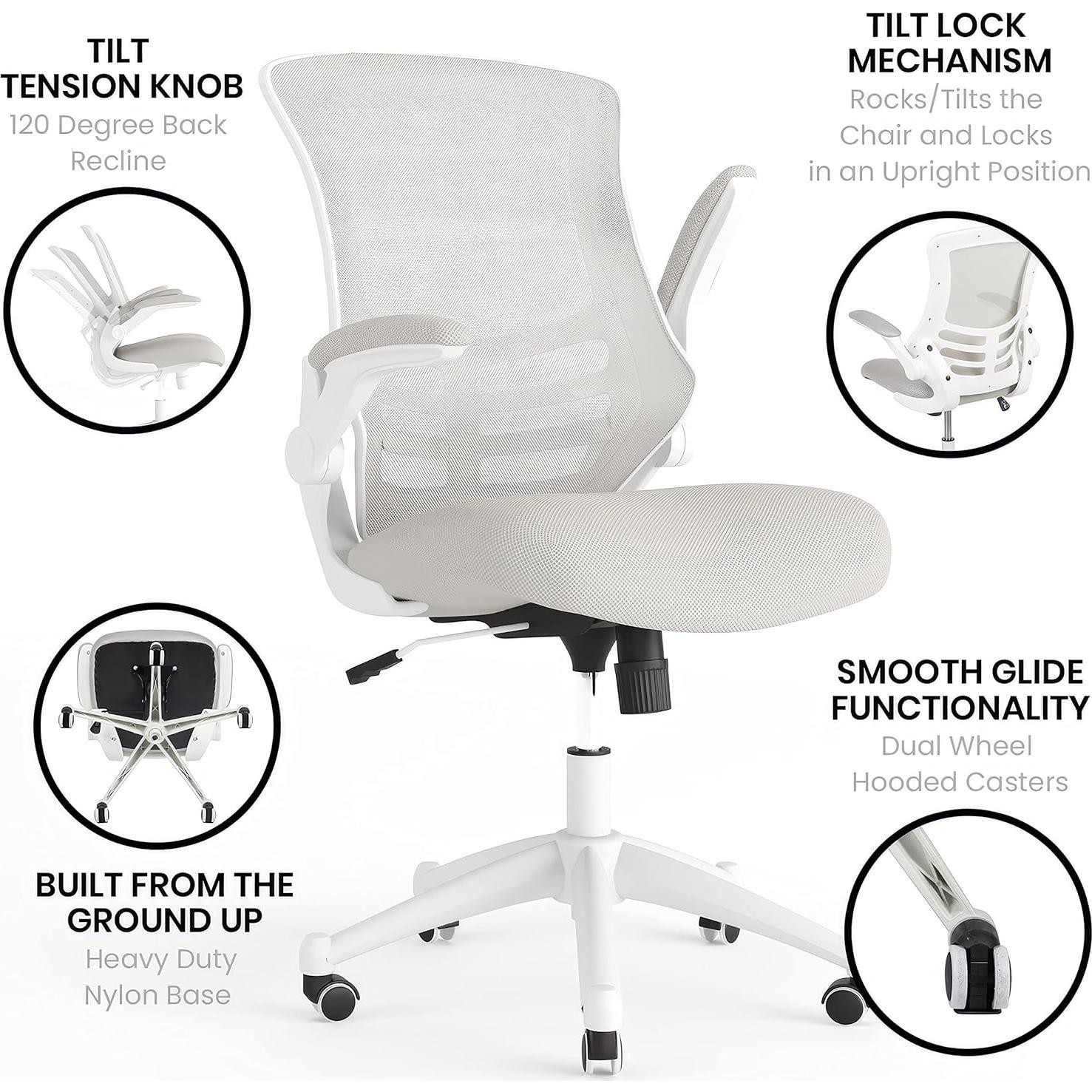 Silla de Oficina Ergonómica Flash Furniture Kelista Gris/Blanco