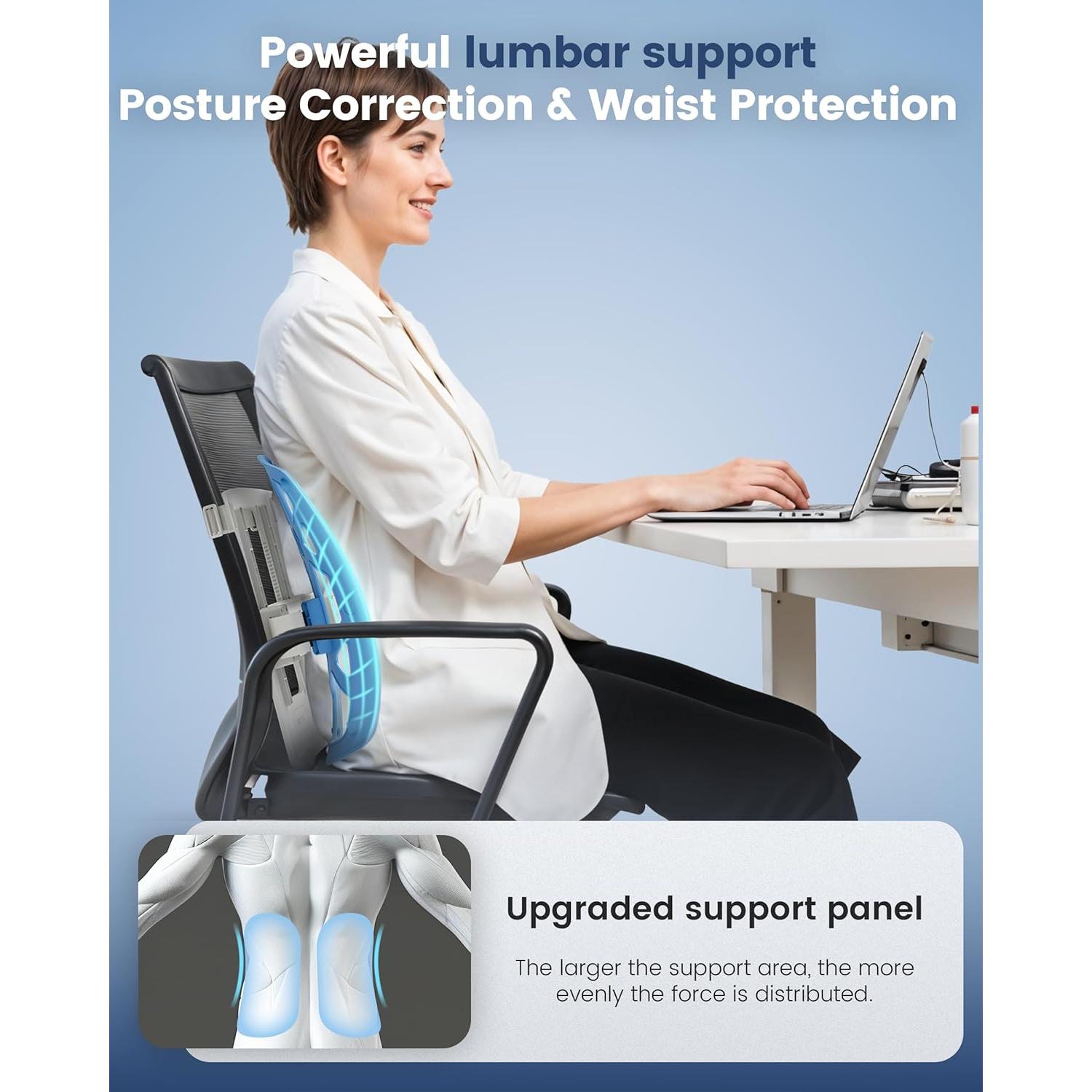 Soporte Lumbar Beleduc Ajustable - Almohada Ergonómica Azul