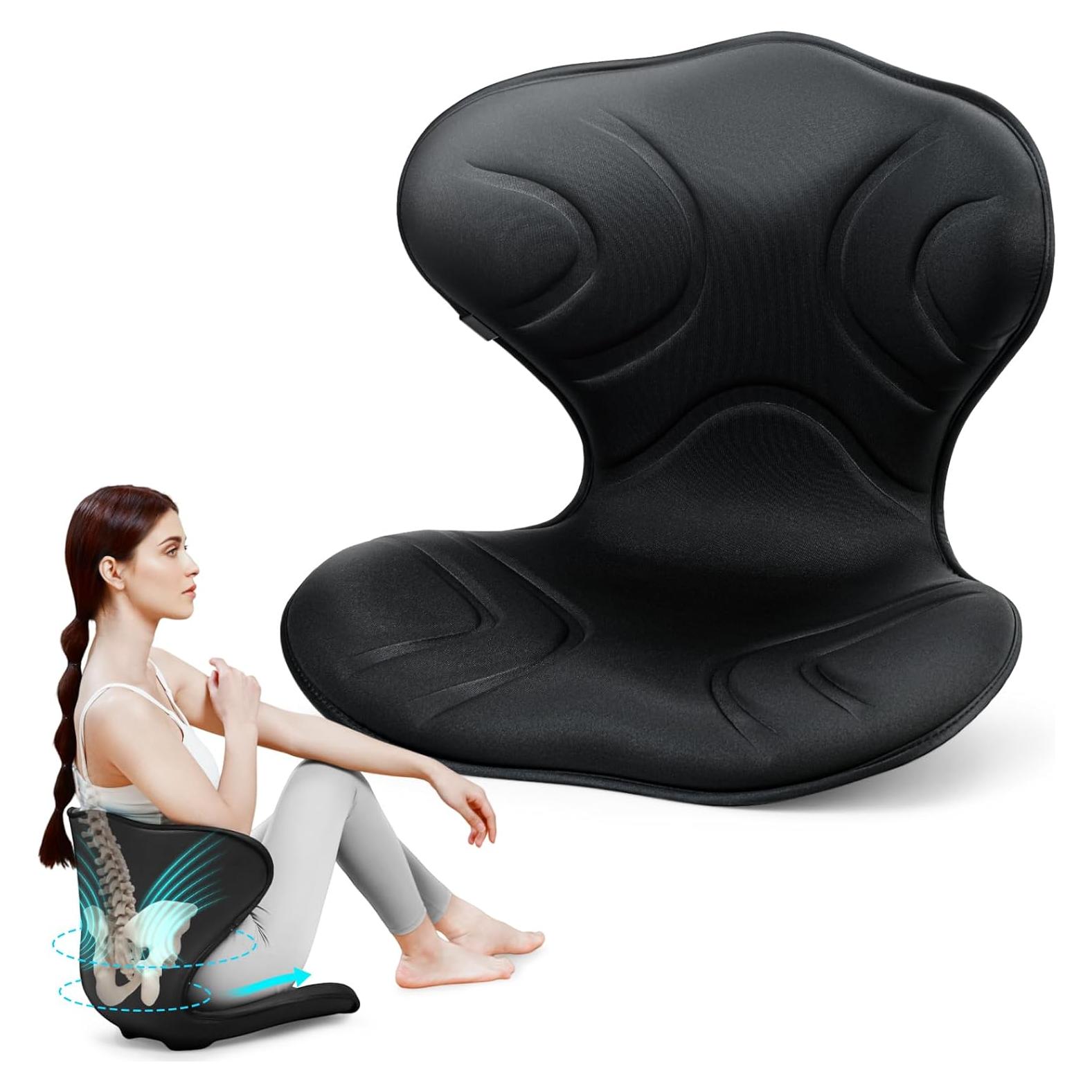 Soporte Lumbar Ergonomico FHTWRR con Cojín para Silla - Negro