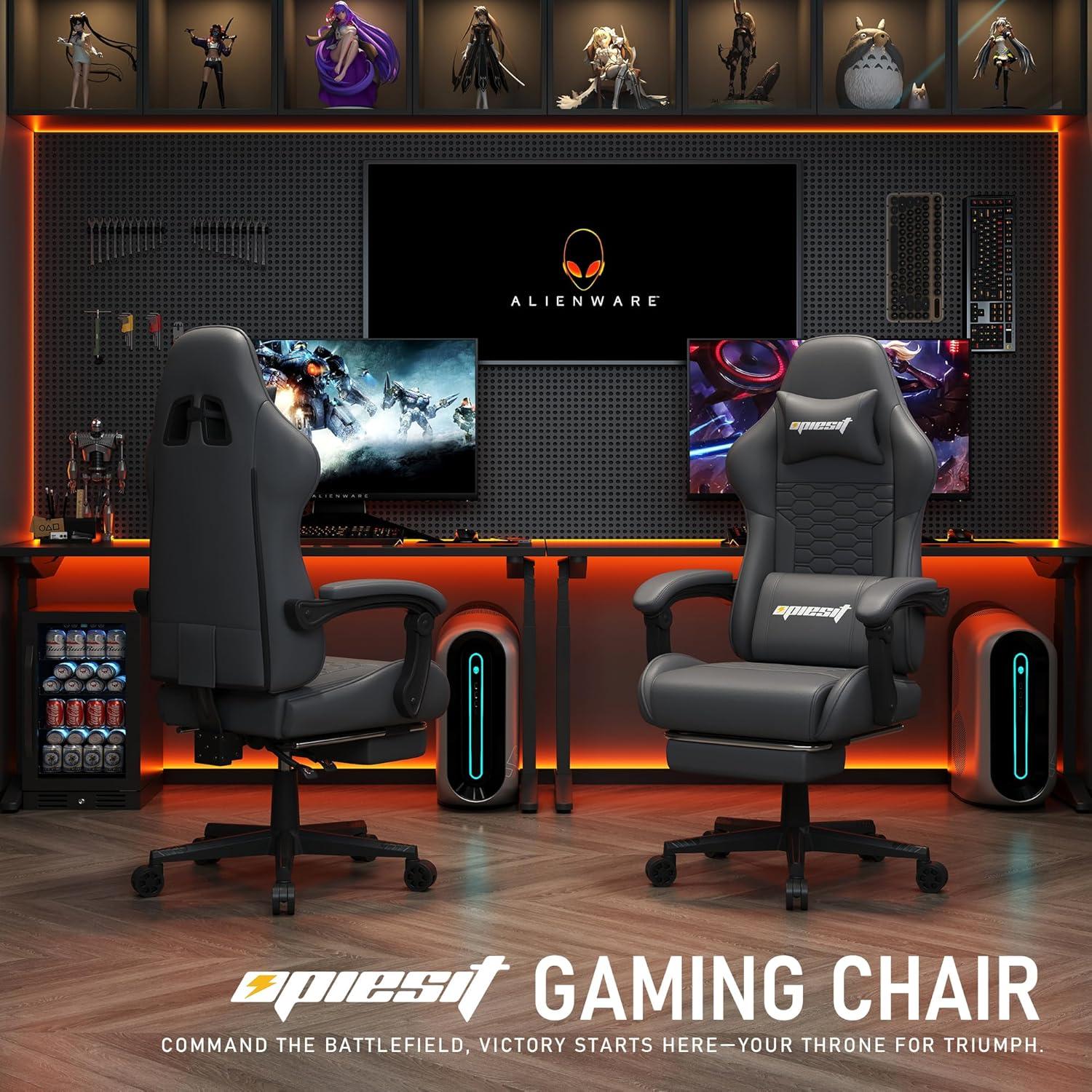 Silla de Juego Ergonomica Opiesit 300 con Reposapiés y Soporte Lumbar