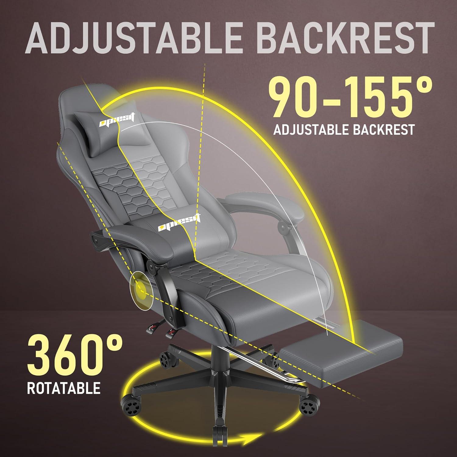 Silla de Juego Ergonomica Opiesit 300 con Reposapiés y Soporte Lumbar