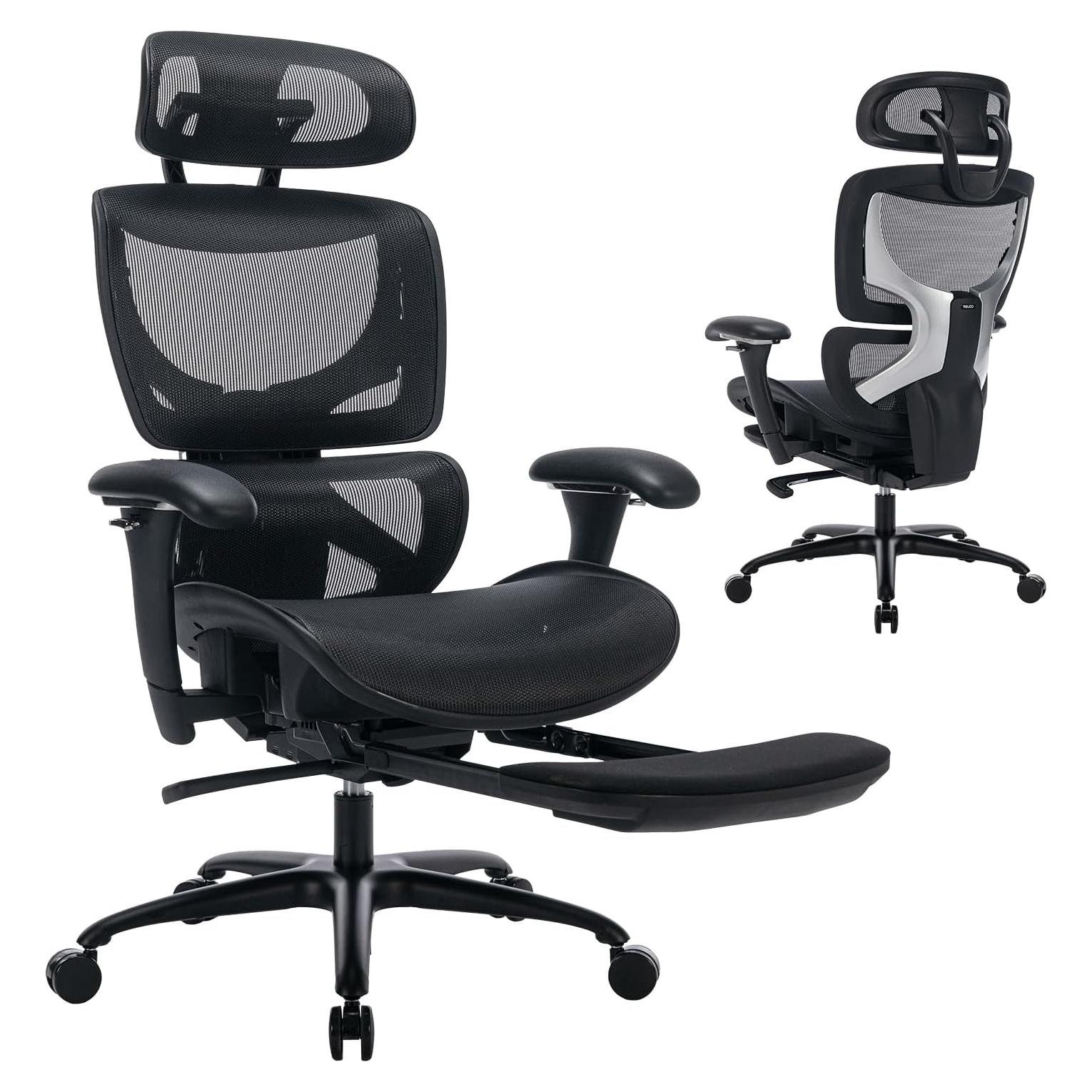 Silla de Oficina Ergonómica COLAMY 5188 Negra con Reposapiés
