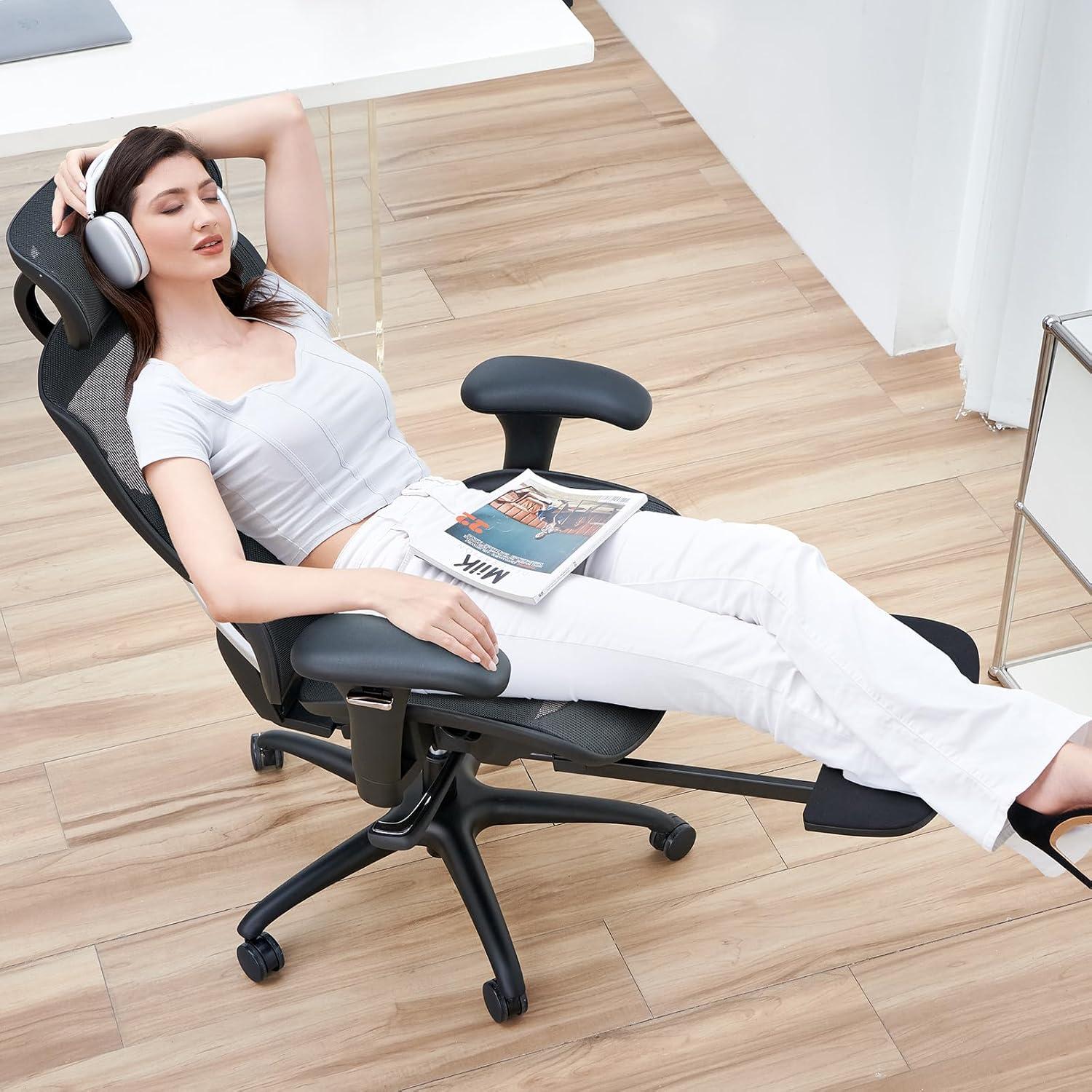 Silla de Oficina Ergonómica COLAMY 5188 Negra con Reposapiés