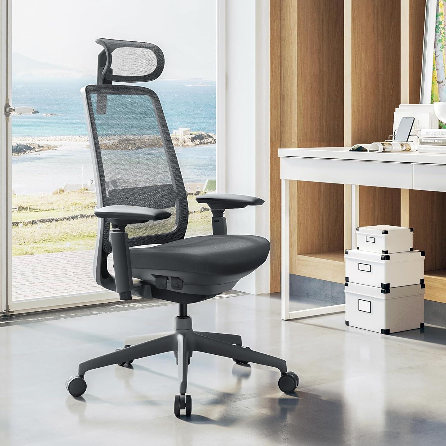 Silla de Oficina Ergonómica COLAMY MK con Soporte Lumbar y Reposacabezas Ajustable