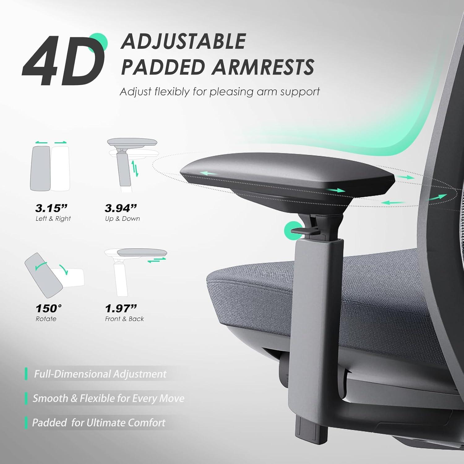 Silla de Oficina Ergonómica COLAMY MK con Soporte Lumbar y Reposacabezas Ajustable