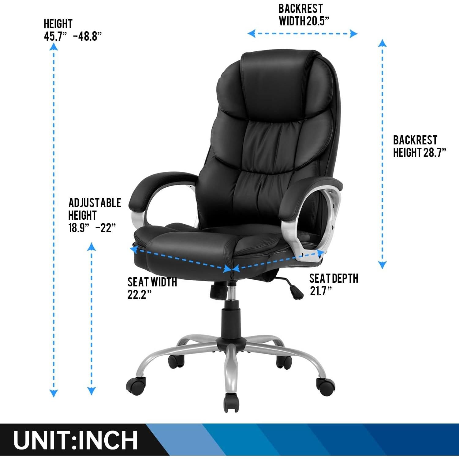 Silla de Oficina Ergonómica FDW Alta Ajustable Cuero PU Negro