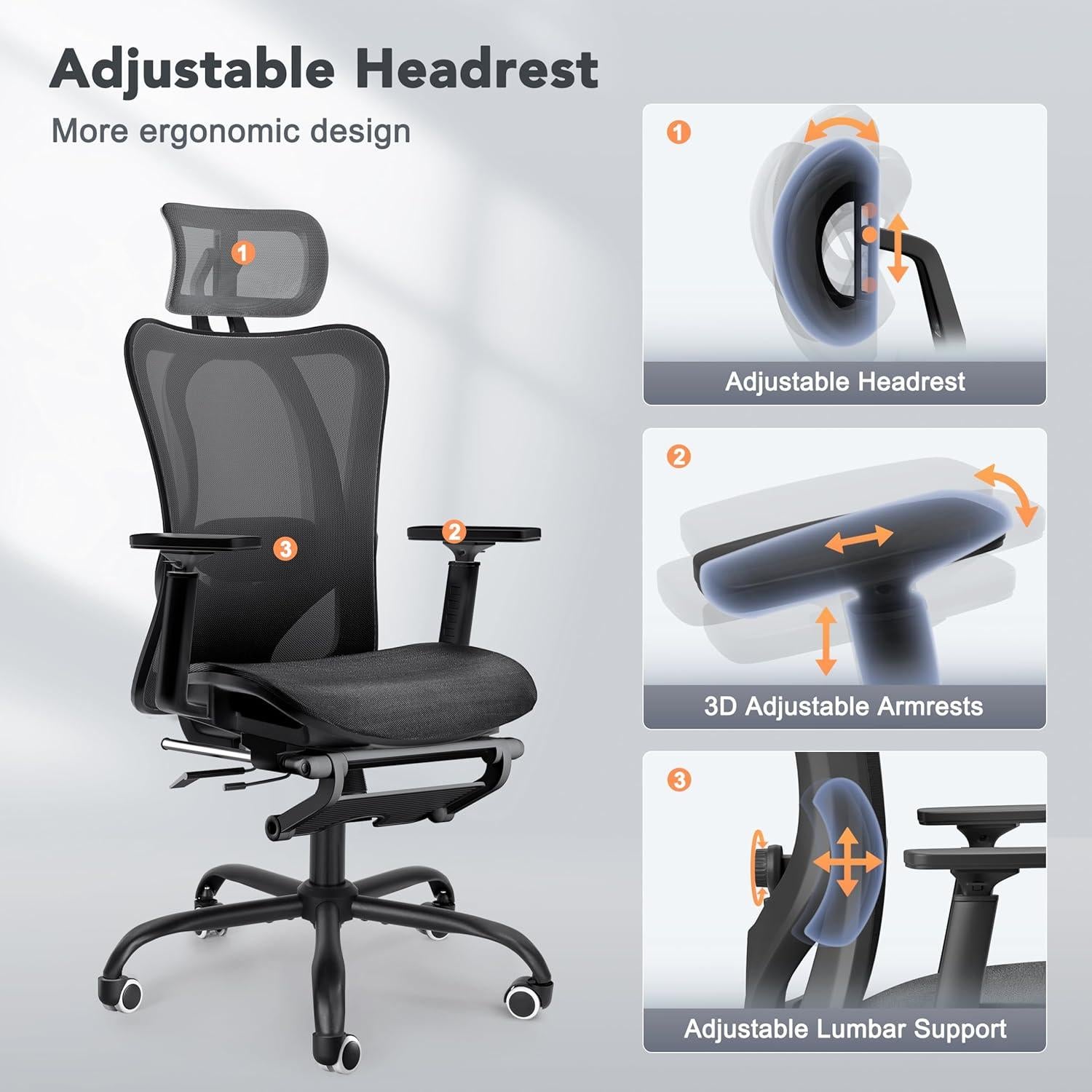 Silla de Oficina Ergonómica Decofy DC-OC01 con Soporte Lumbar