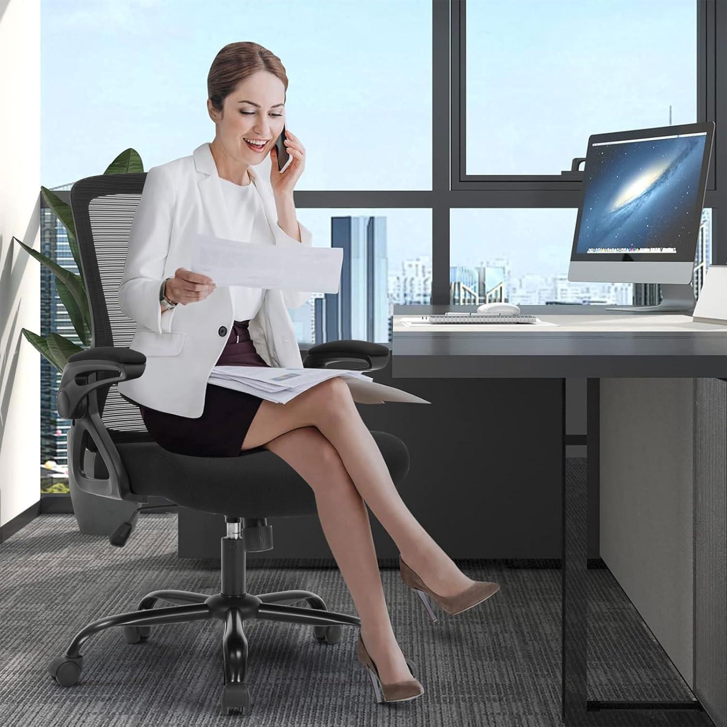 Silla de Oficina Ergonómica ZLHECTO con Respaldo de Malla Negro