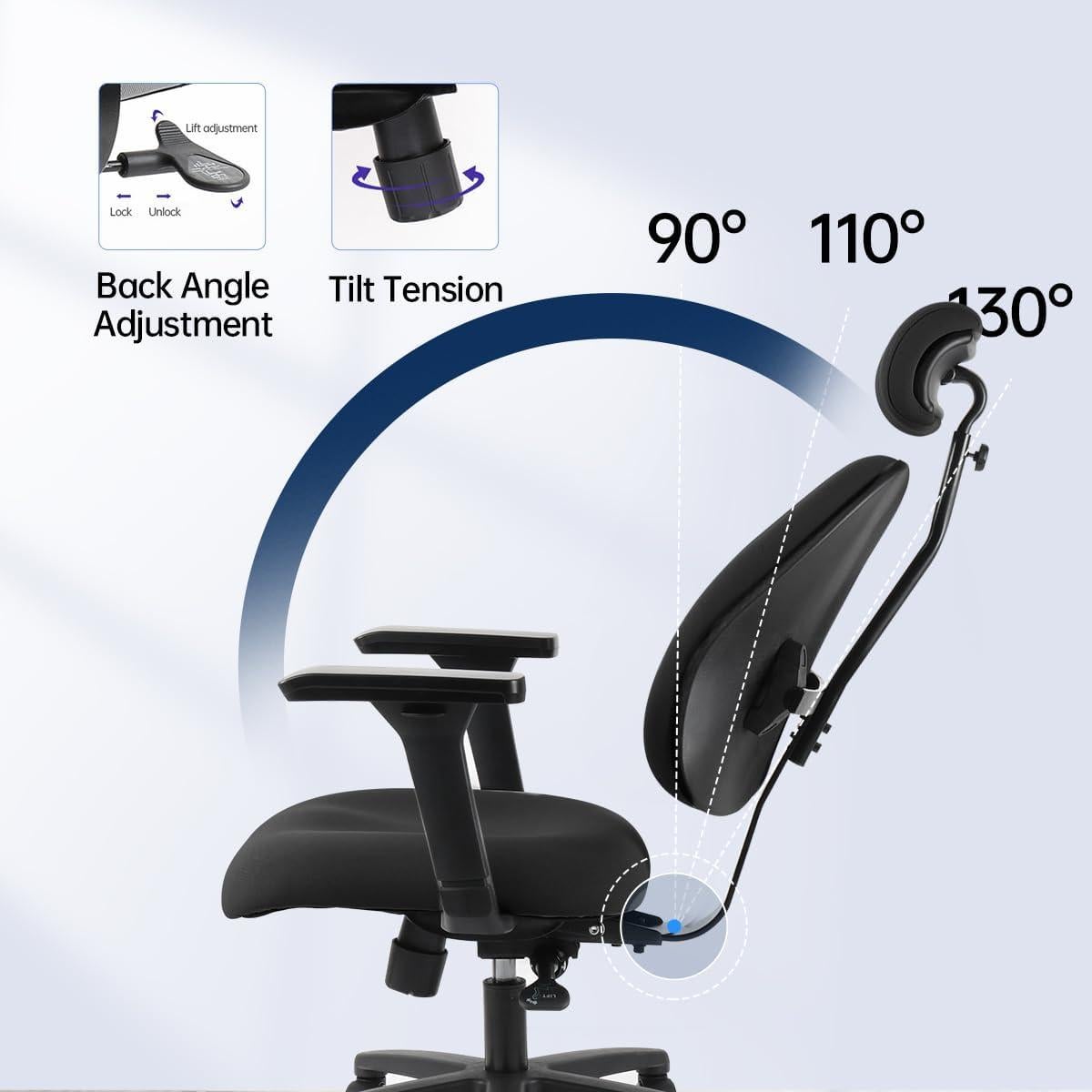 Silla de Oficina Ergonómica DERSITE KJ-DE-C con Soporte Lumbar
