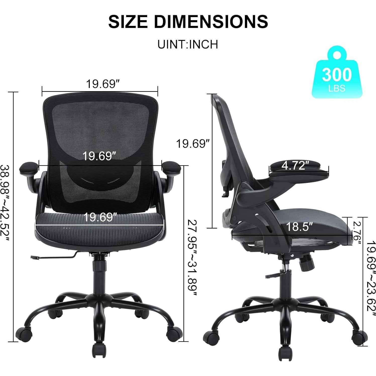 Silla de Oficina Ergonómica SOERGO Negra con Soporte Lumbar