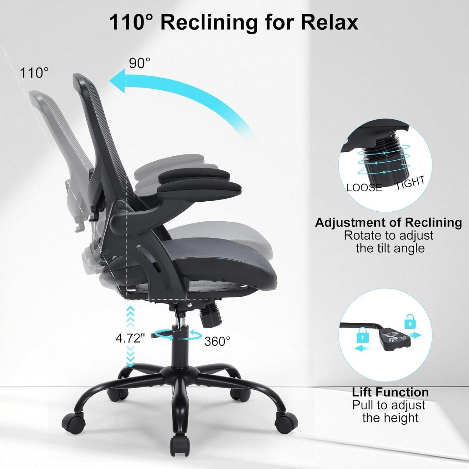 Silla de Oficina Ergonómica SOERGO Negra con Soporte Lumbar