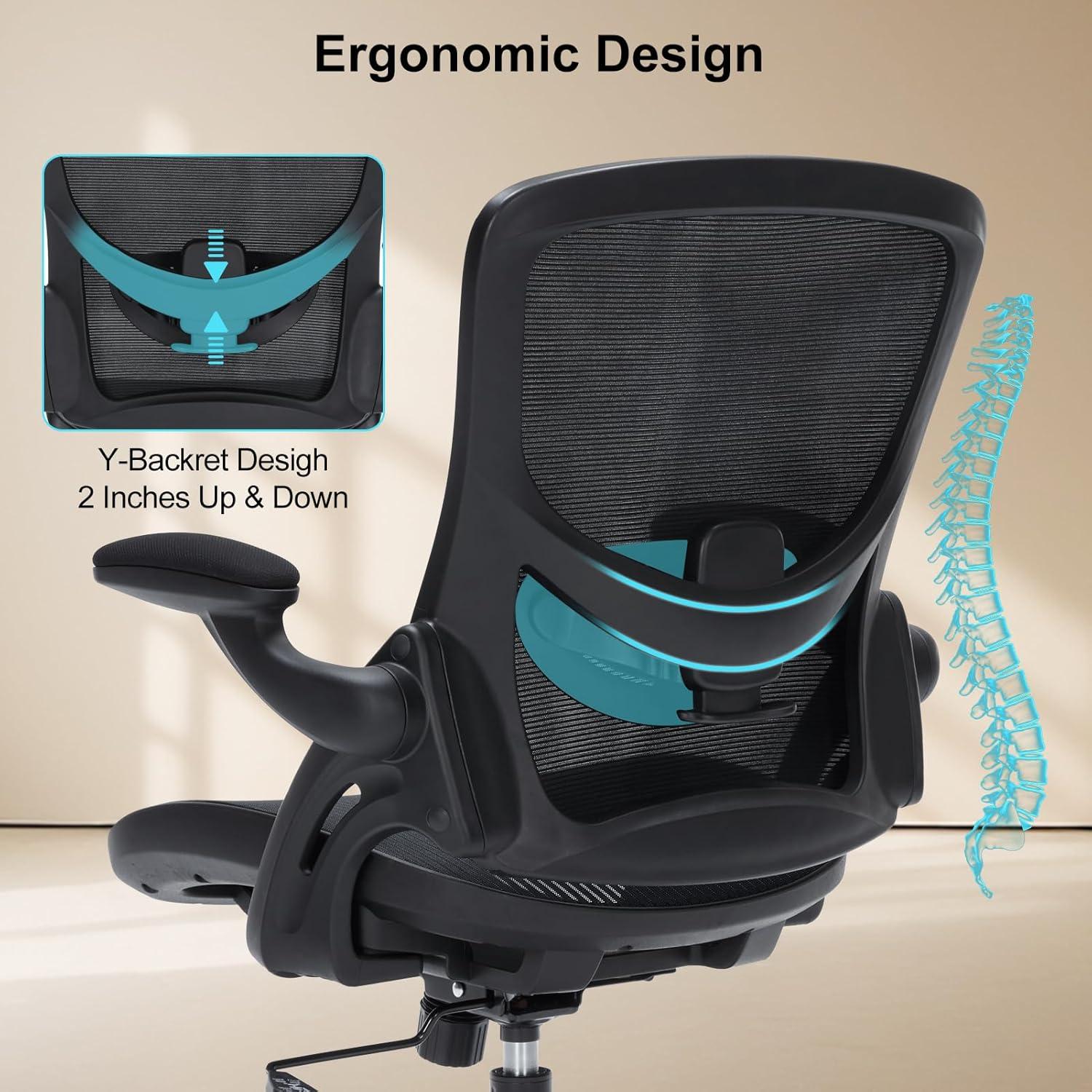Silla de Oficina Ergonómica SOERGO Negra con Soporte Lumbar