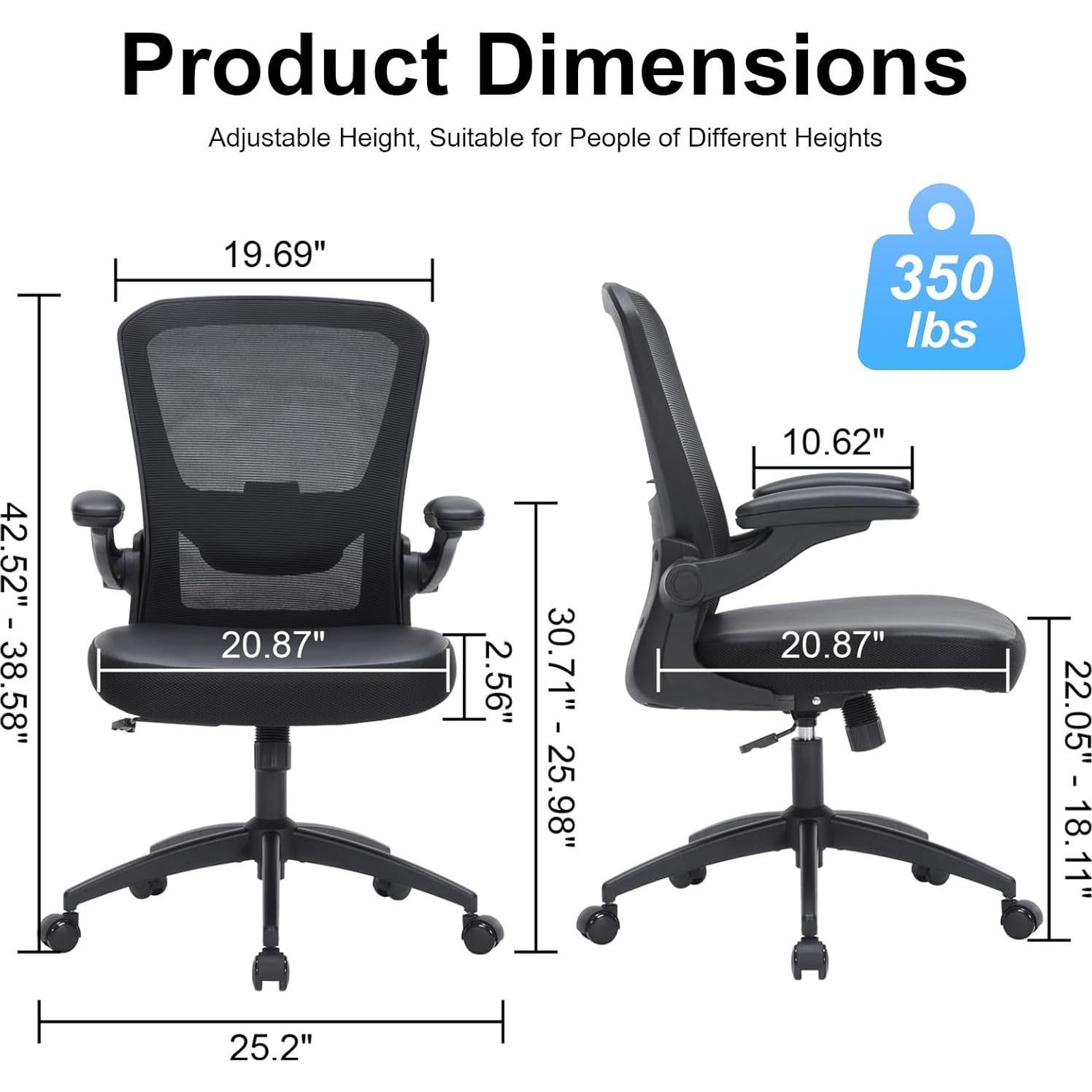 Silla de Oficina Ergonómica HOMIFYCO JX 350lbs Ajustable