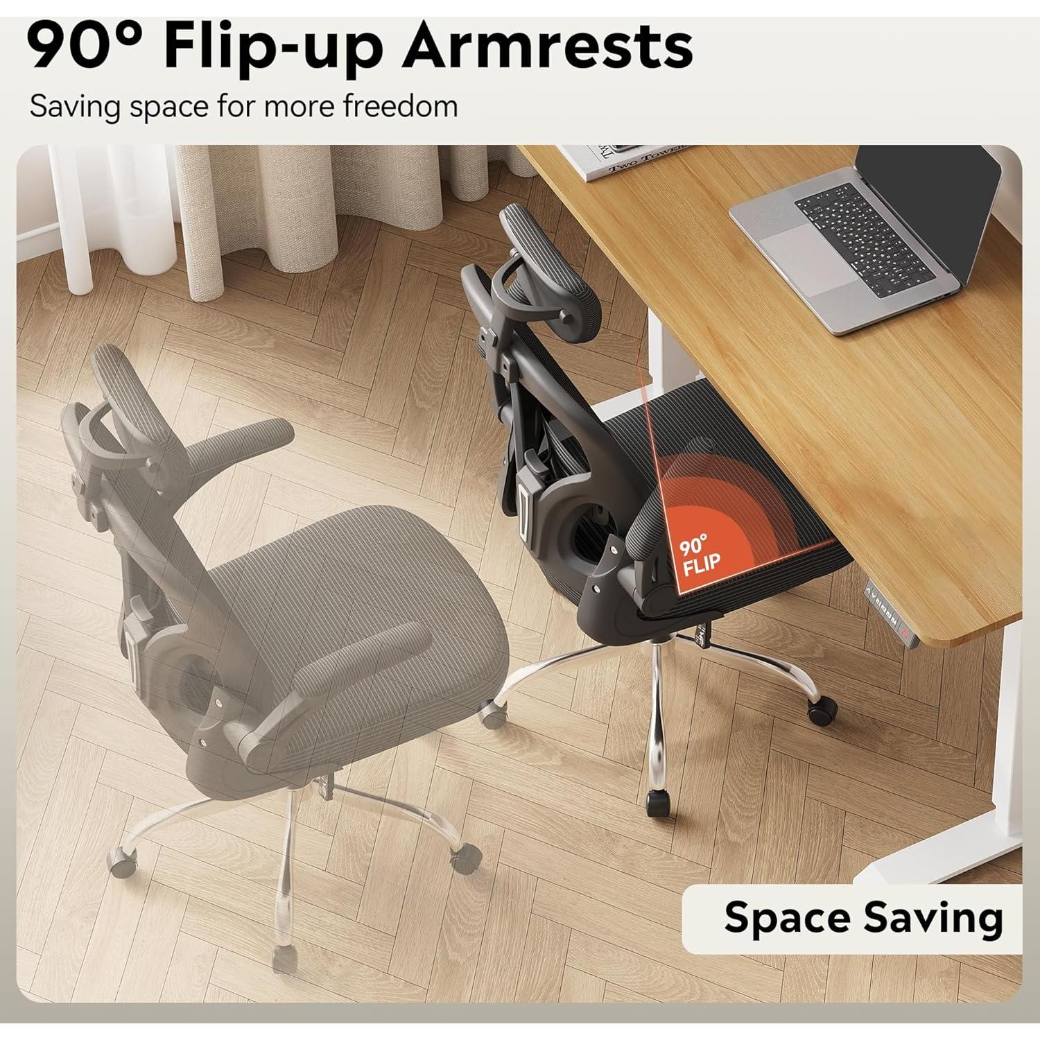 Silla de Oficina DEVAISE Ergonómica Malla Ajustable Negro