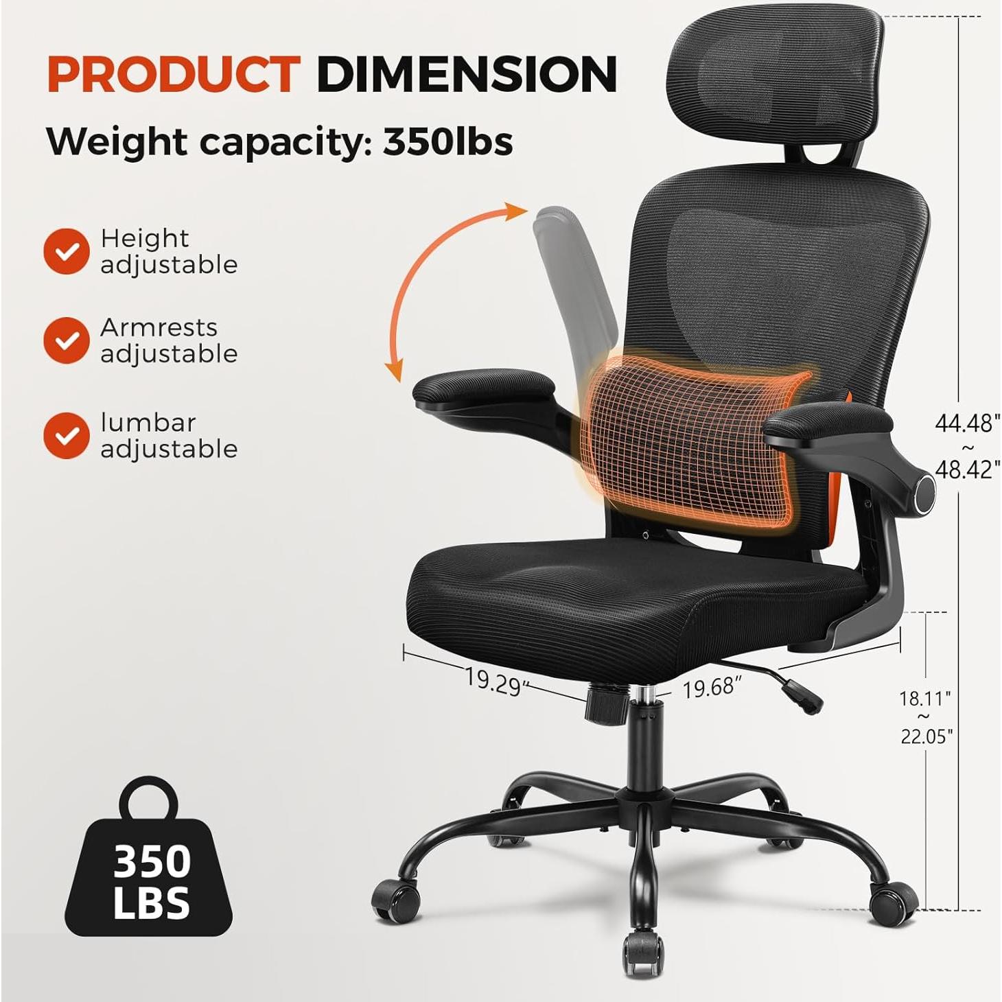 Silla de Oficina GTRACING Ergonómica con Soporte Lumbar 150 kg