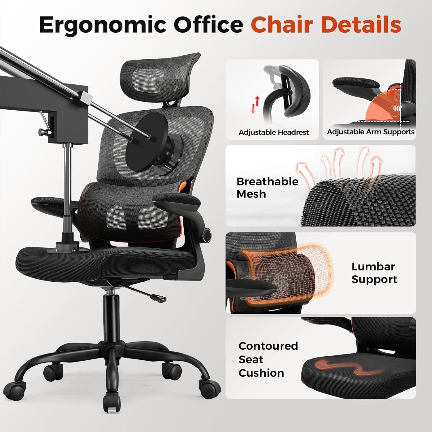 Silla de Oficina GTRACING Ergonómica con Soporte Lumbar 150 kg
