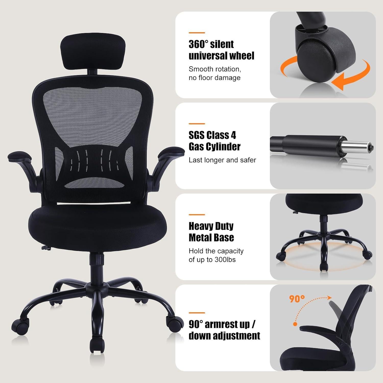 Silla de Oficina Ergonómica Silla-Ralex 5003H Ajustable Negro