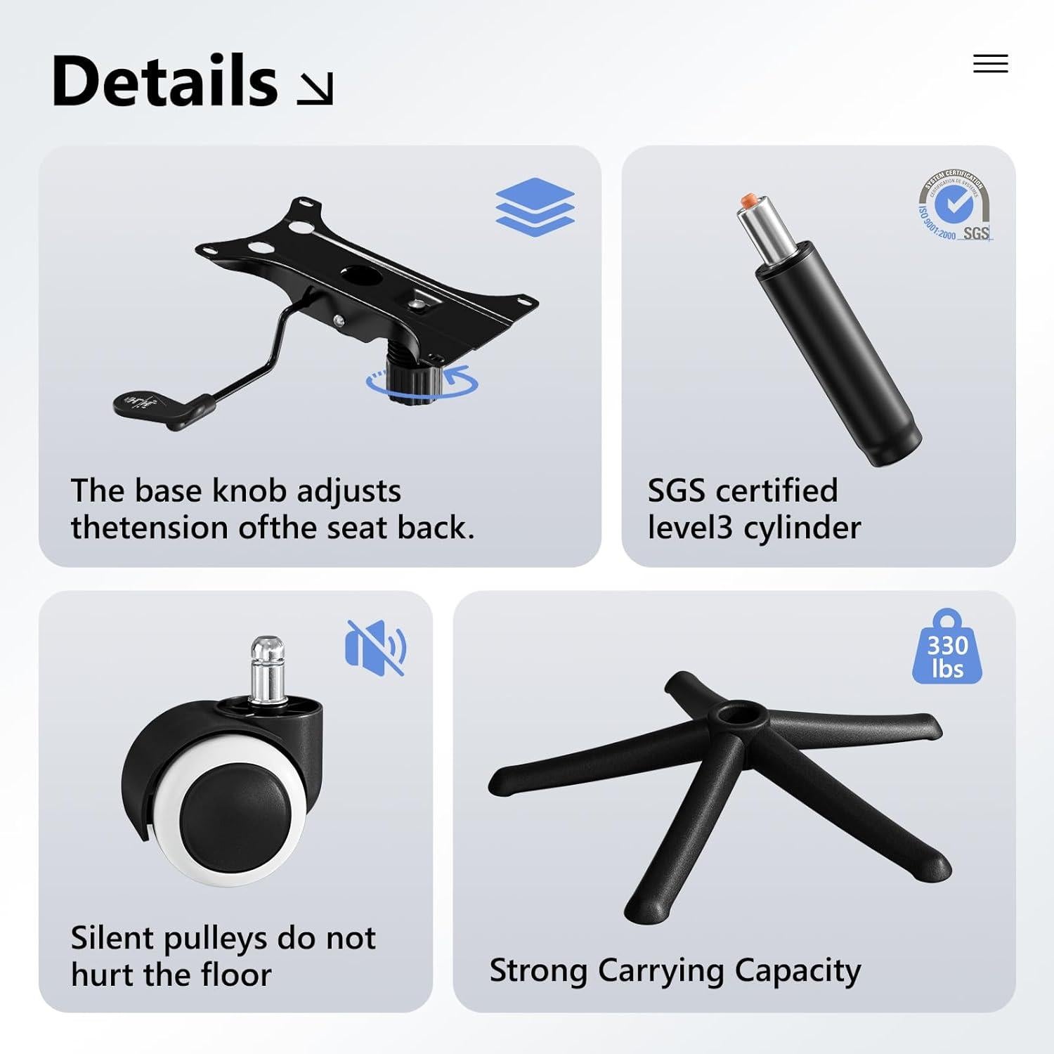 Silla de Oficina Ergonómica SeekFancy M903 con Soporte Lumbar