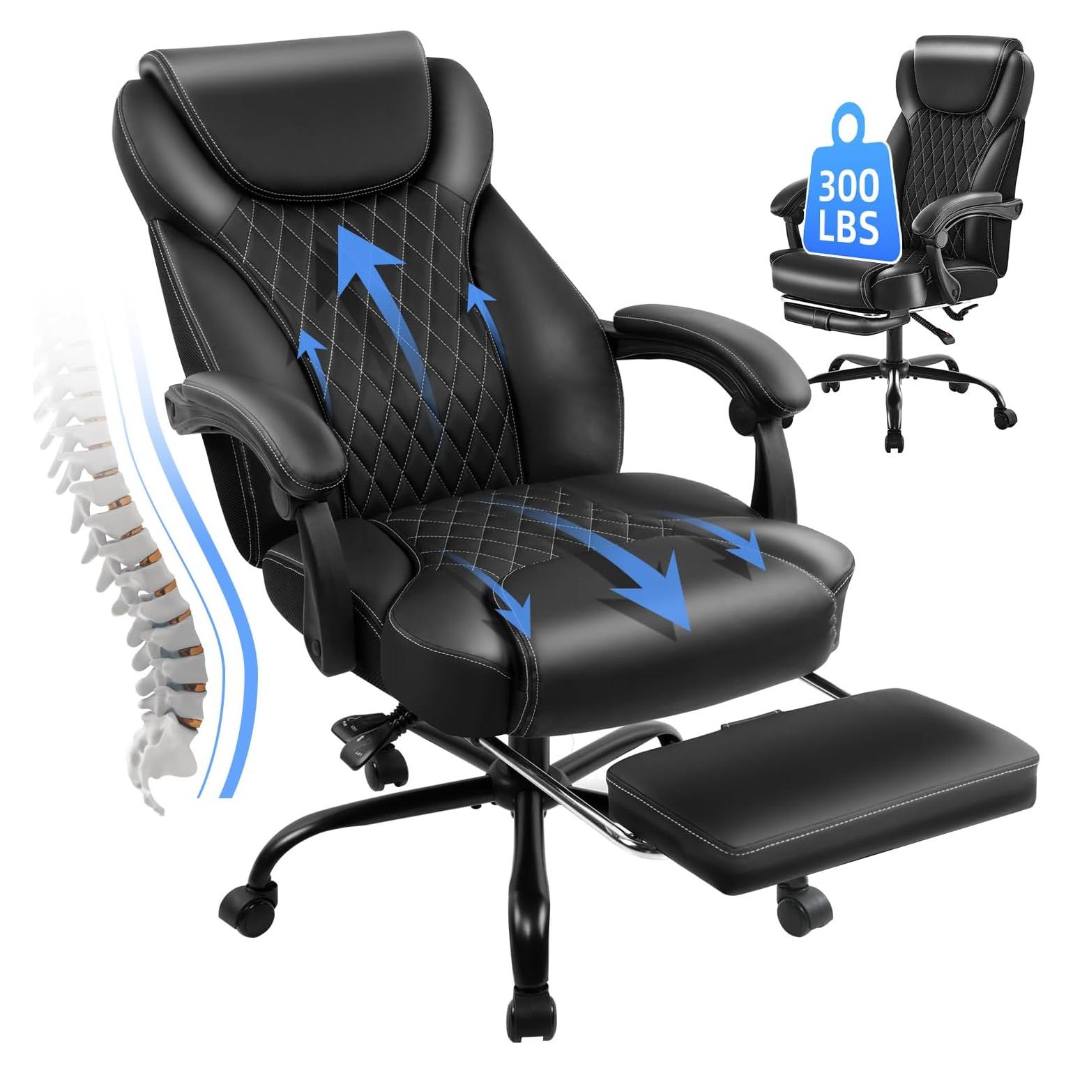 Silla de Oficina Ergonómica Amseatec 5067 con Reposapiés Negro