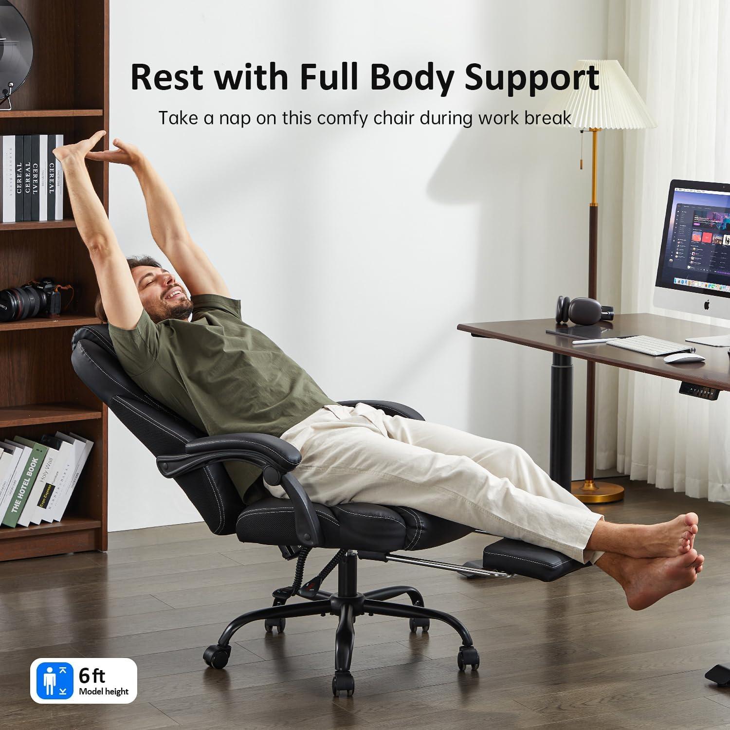 Silla de Oficina Ergonómica Amseatec 5067 con Reposapiés Negro