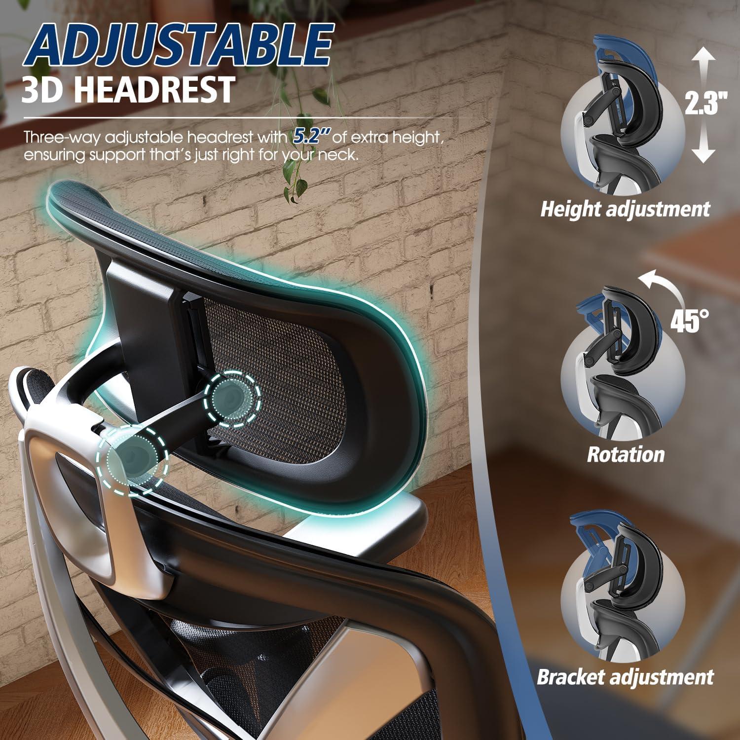 Silla de Oficina Ergonómica GABRYLLY, Soporte Lumbar, Reposabrazos 3D