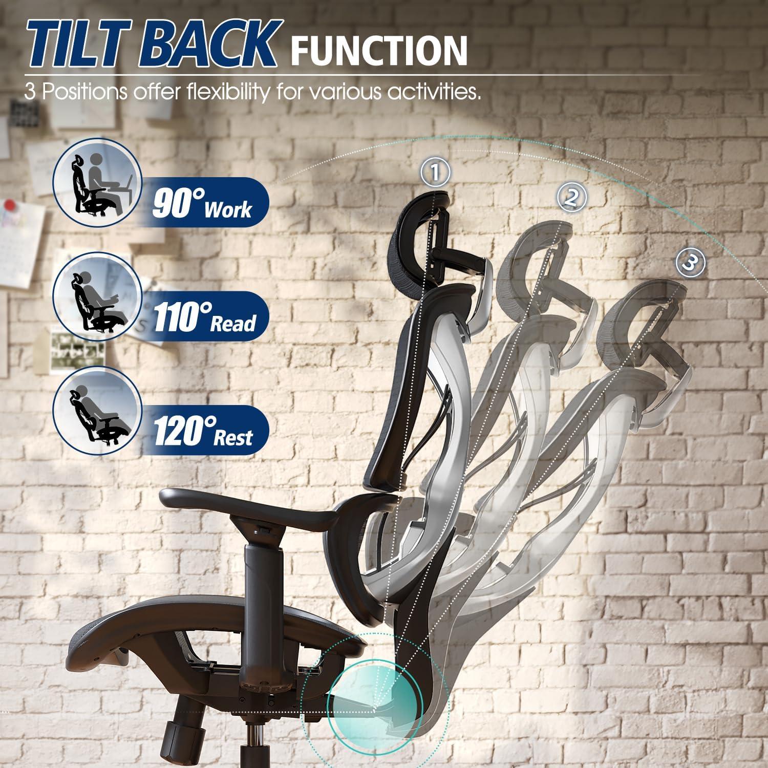 Silla de Oficina Ergonómica GABRYLLY, Soporte Lumbar, Reposabrazos 3D