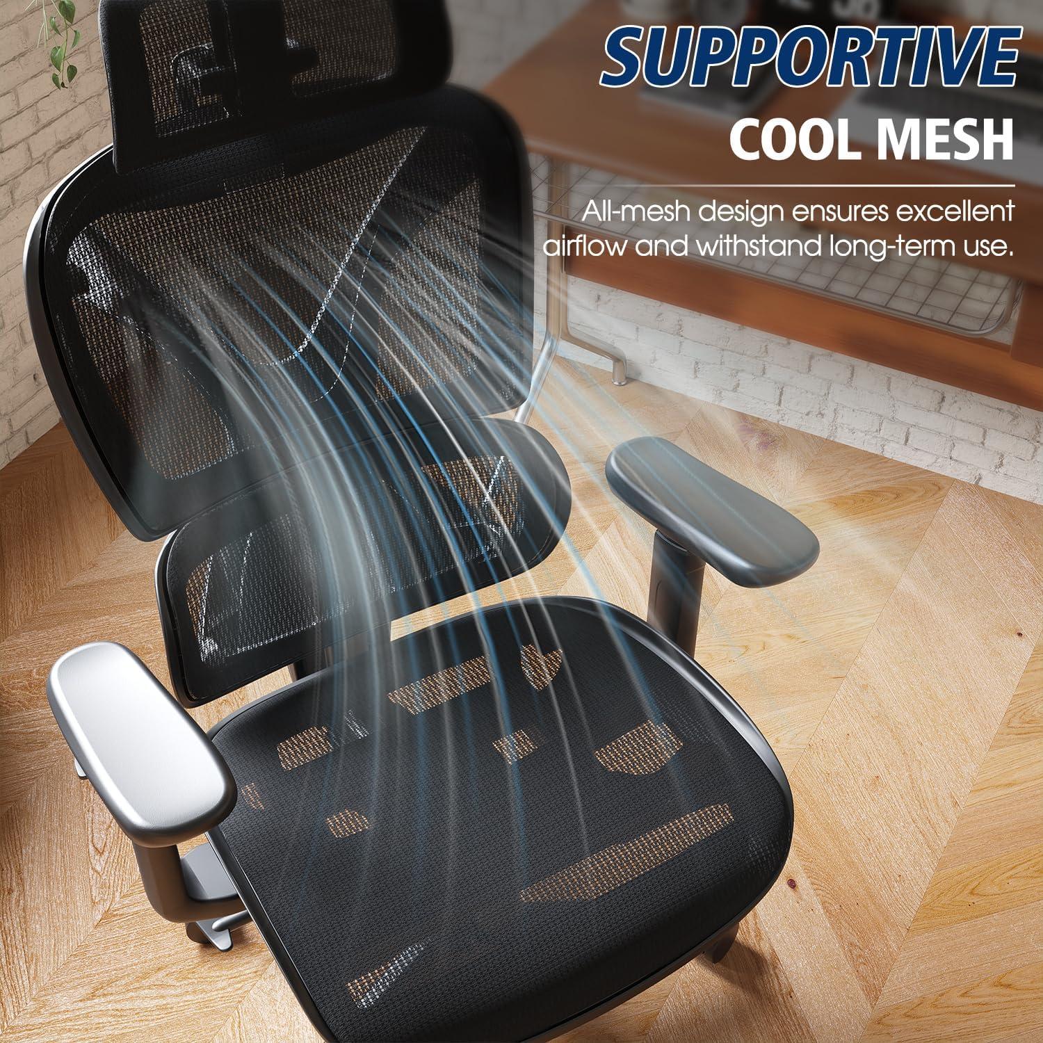 Silla de Oficina Ergonómica GABRYLLY, Soporte Lumbar, Reposabrazos 3D