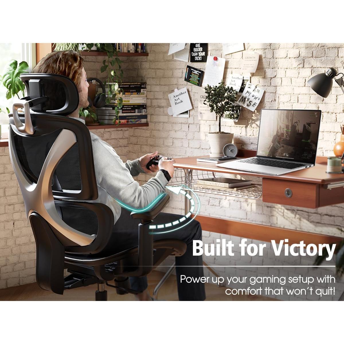 Silla de Oficina Ergonómica GABRYLLY, Soporte Lumbar, Reposabrazos 3D