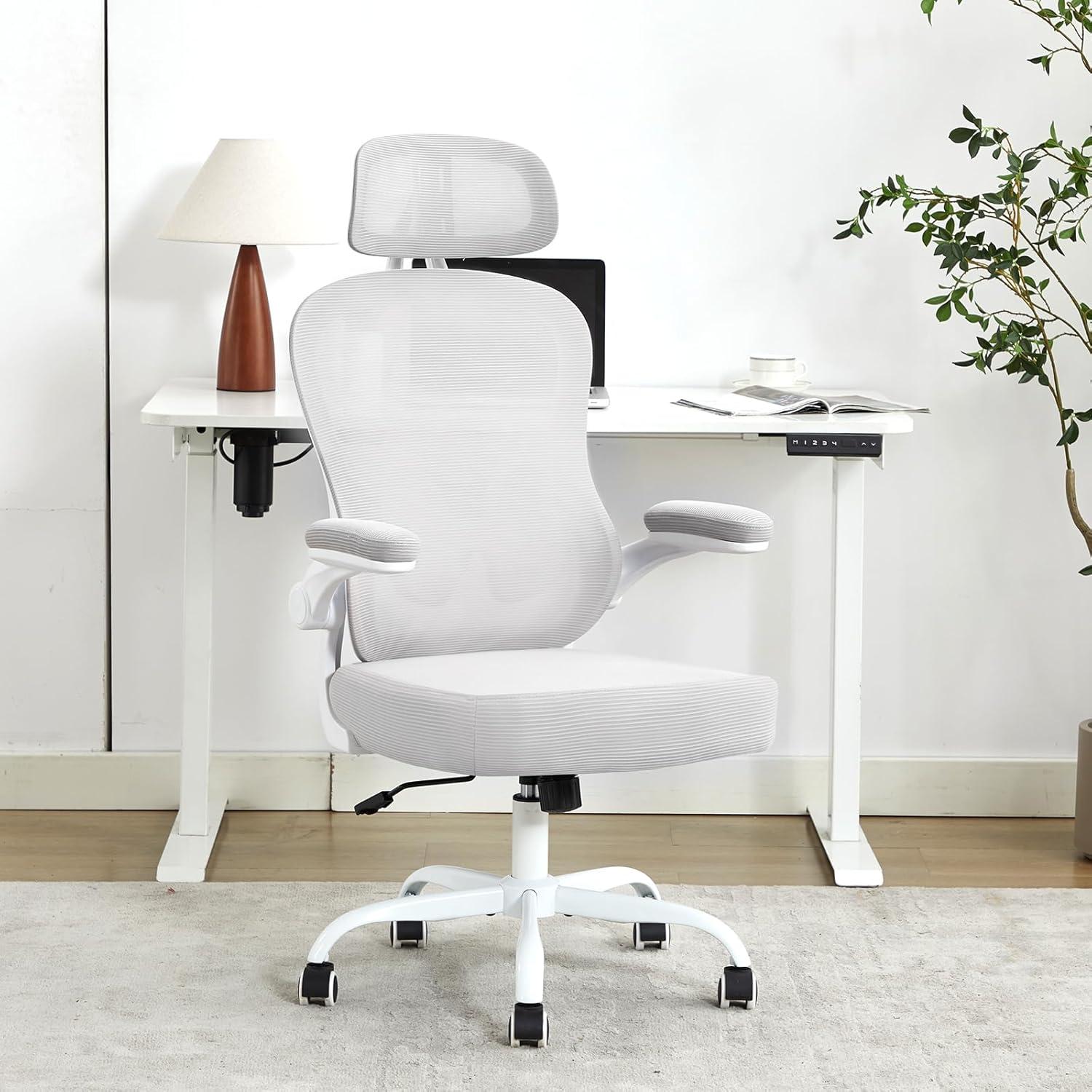 Silla de Oficina Ergonómica TUKAKA TK2416 Gris con Soporte Lumbar
