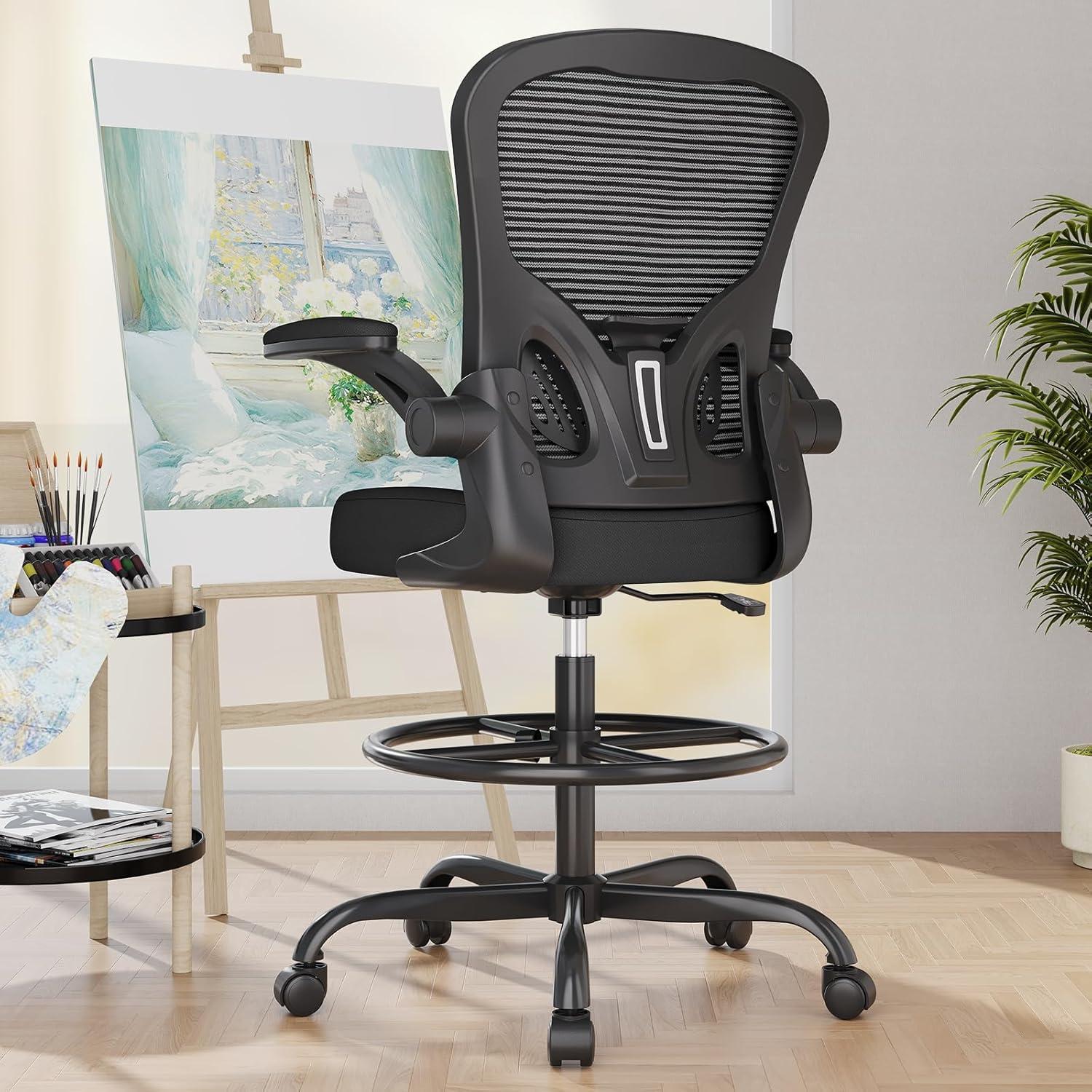 Silla de Dibujo Ergonómica Synorla con Soporte Lumbar Negro