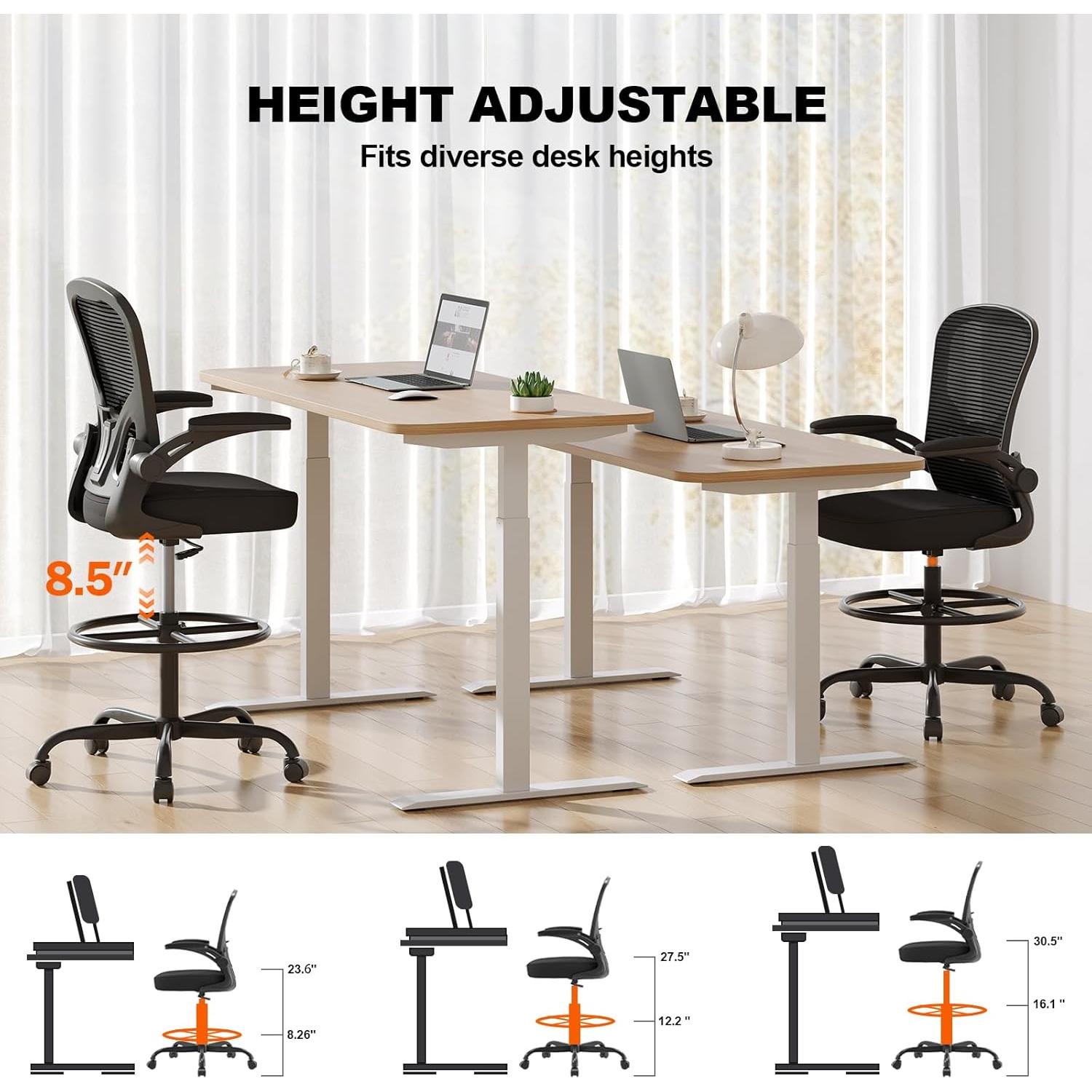 Silla de Dibujo Ergonómica Synorla con Soporte Lumbar Negro