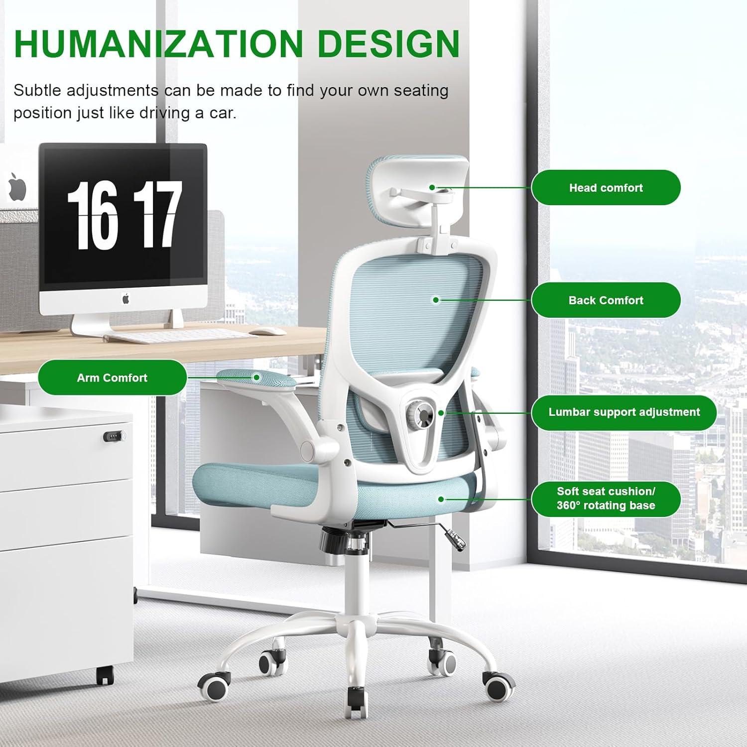 Silla de Oficina Ergonómica TLLMOON 6076t1BSlan Ajustable