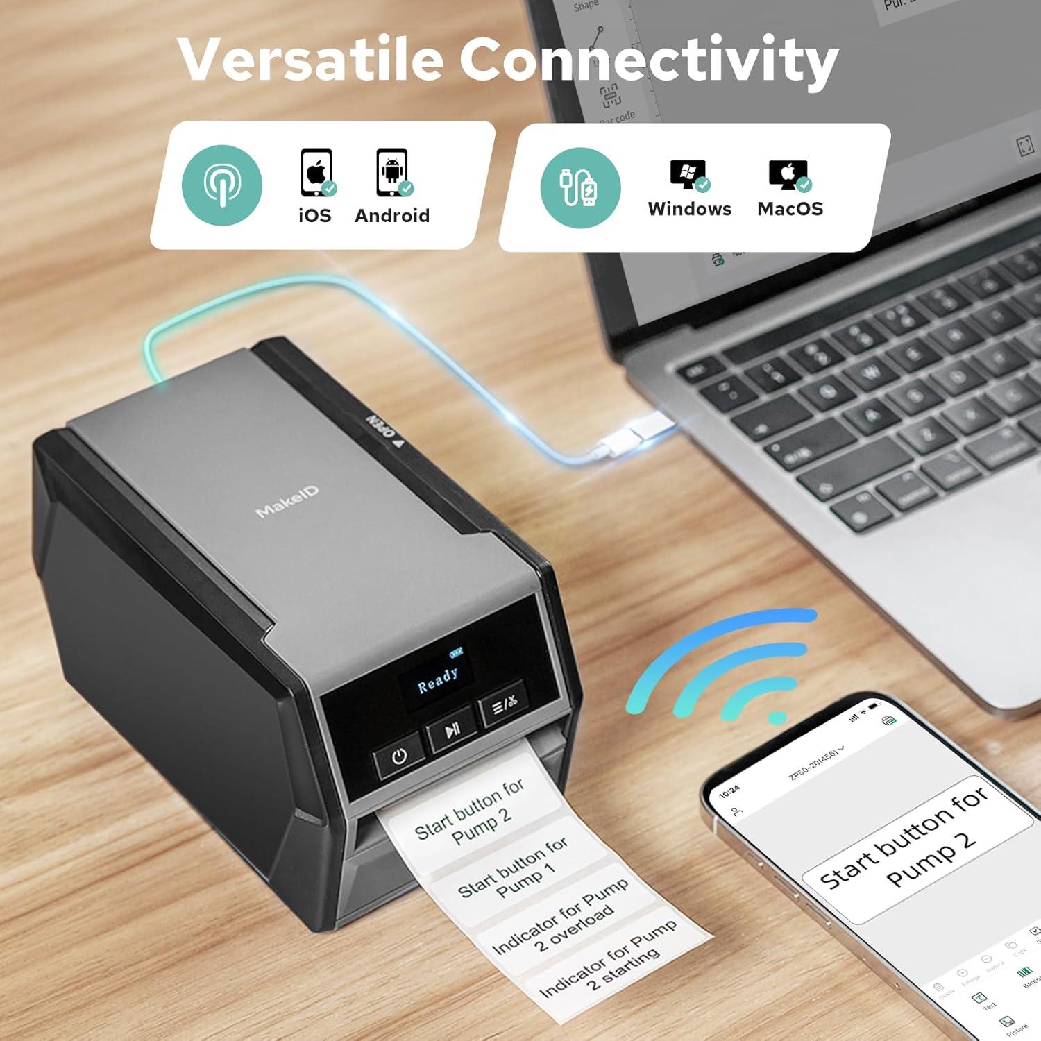 Impresora de Etiquetas Industrial MakeID D50, 2" Cabezal, 300 DPI