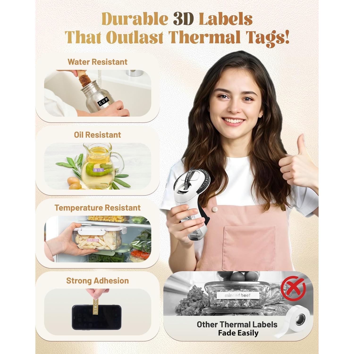 Máquina de Etiquetas en Relieve VolenGo Omega S, 10 Rollos 3D