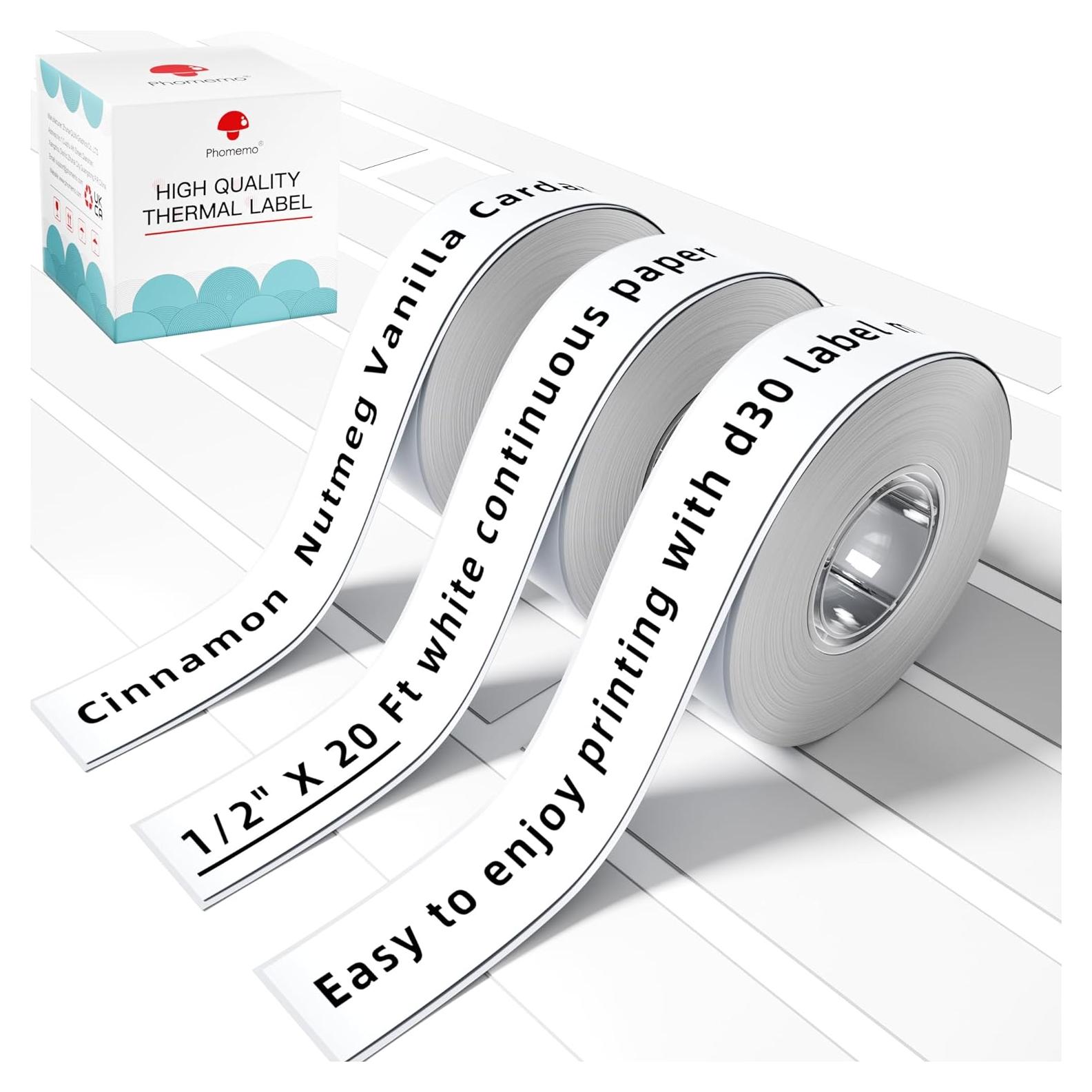 Etiquetas térmicas autoadhesivas Phomemo D30 - 3 rollos 1.5 cm x 6 m