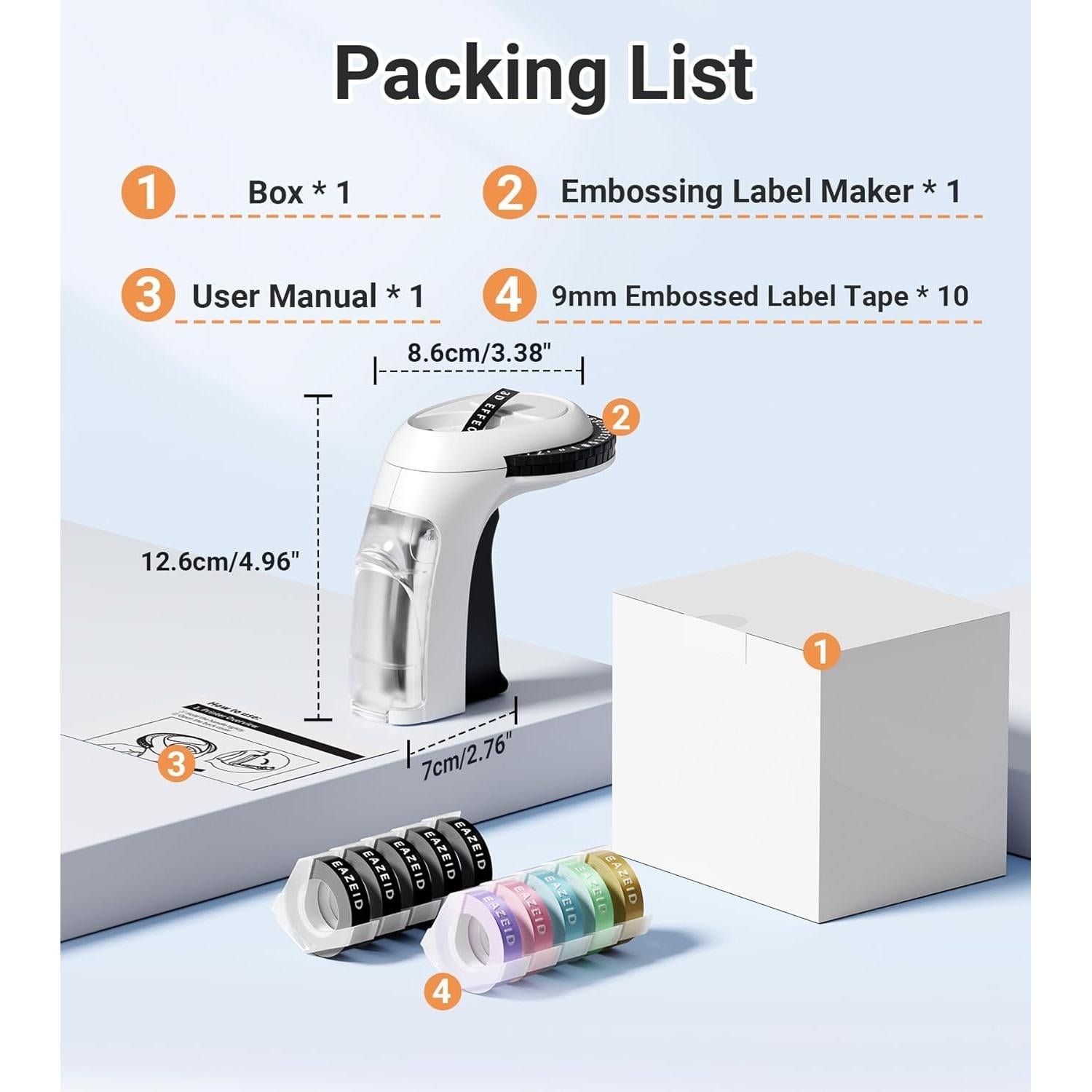 Máquina de Etiquetas en Relieve EazeID Omega S con 10 Cintas 9mm