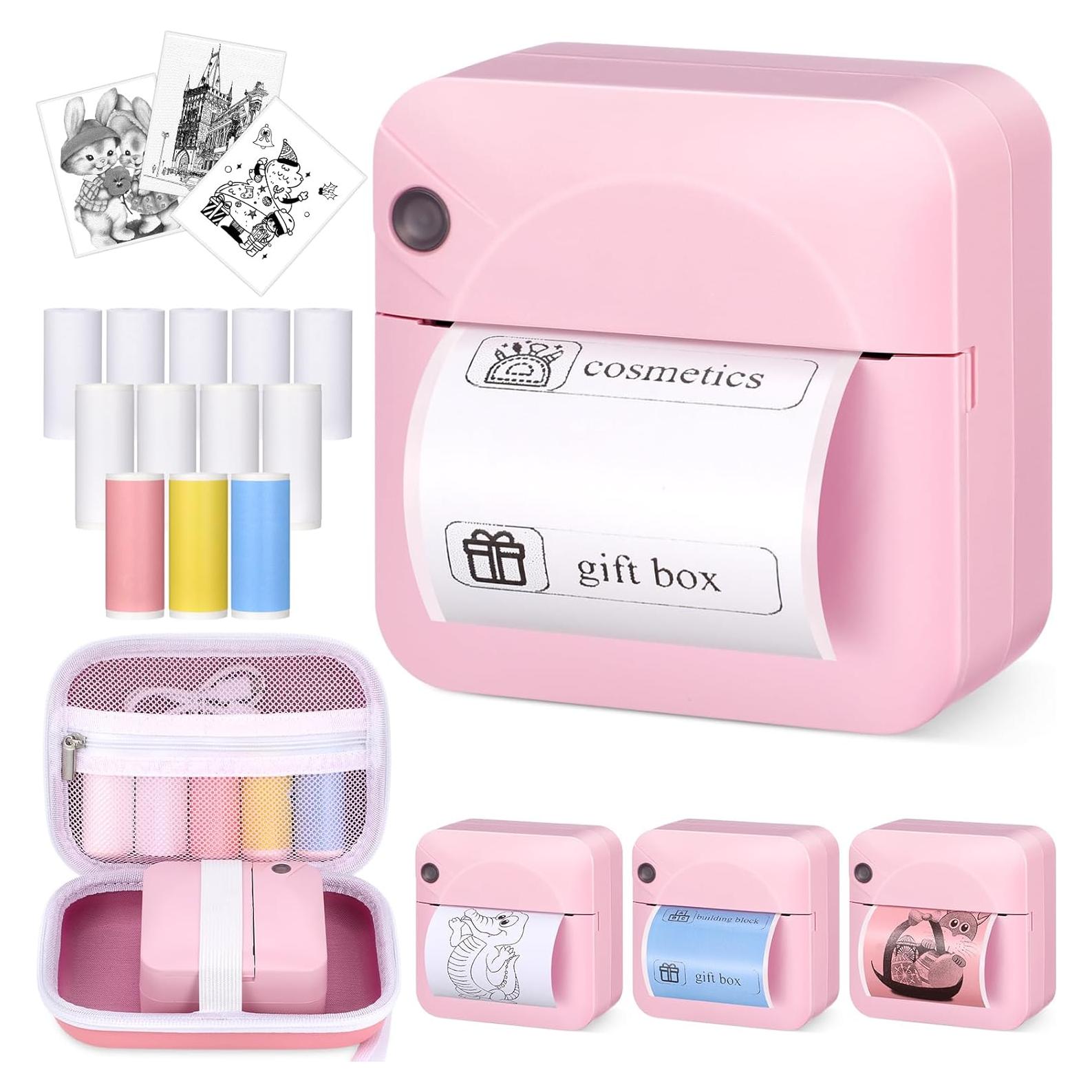 Impresora Térmica Portátil Relaxweex HAT Rosa con 12 Rollos