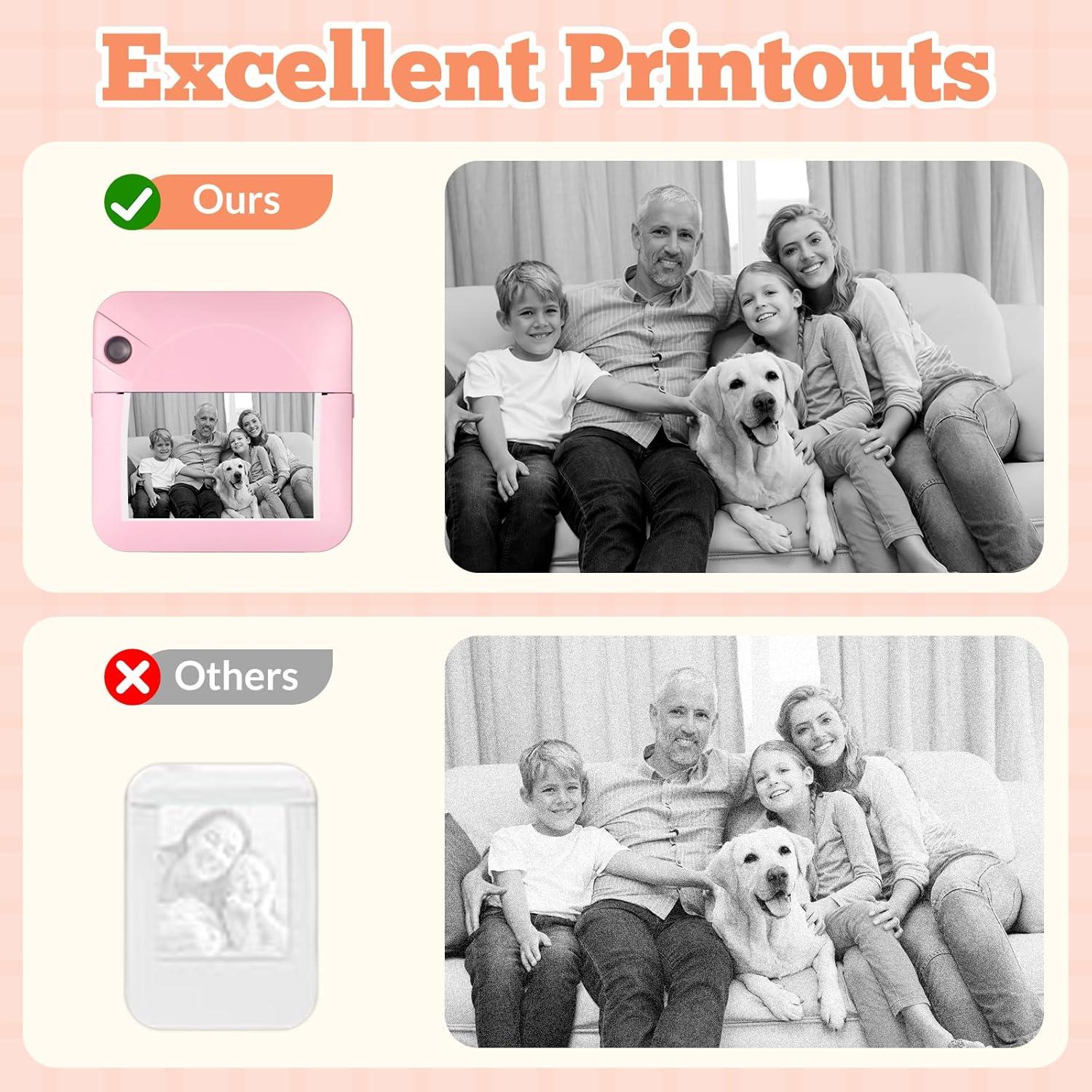 Impresora Térmica Portátil Relaxweex HAT Rosa con 12 Rollos