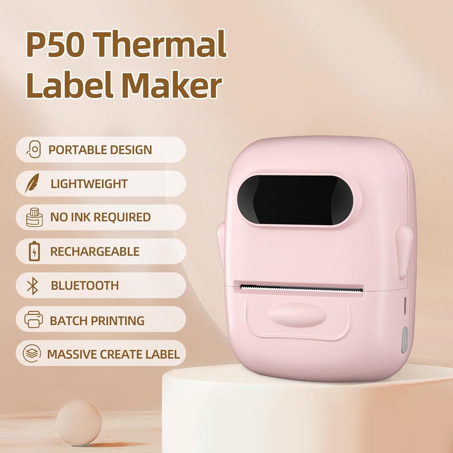 Impresora de Etiquetas Térmica PRIMAKNTER P50 Rosa Bluetooth